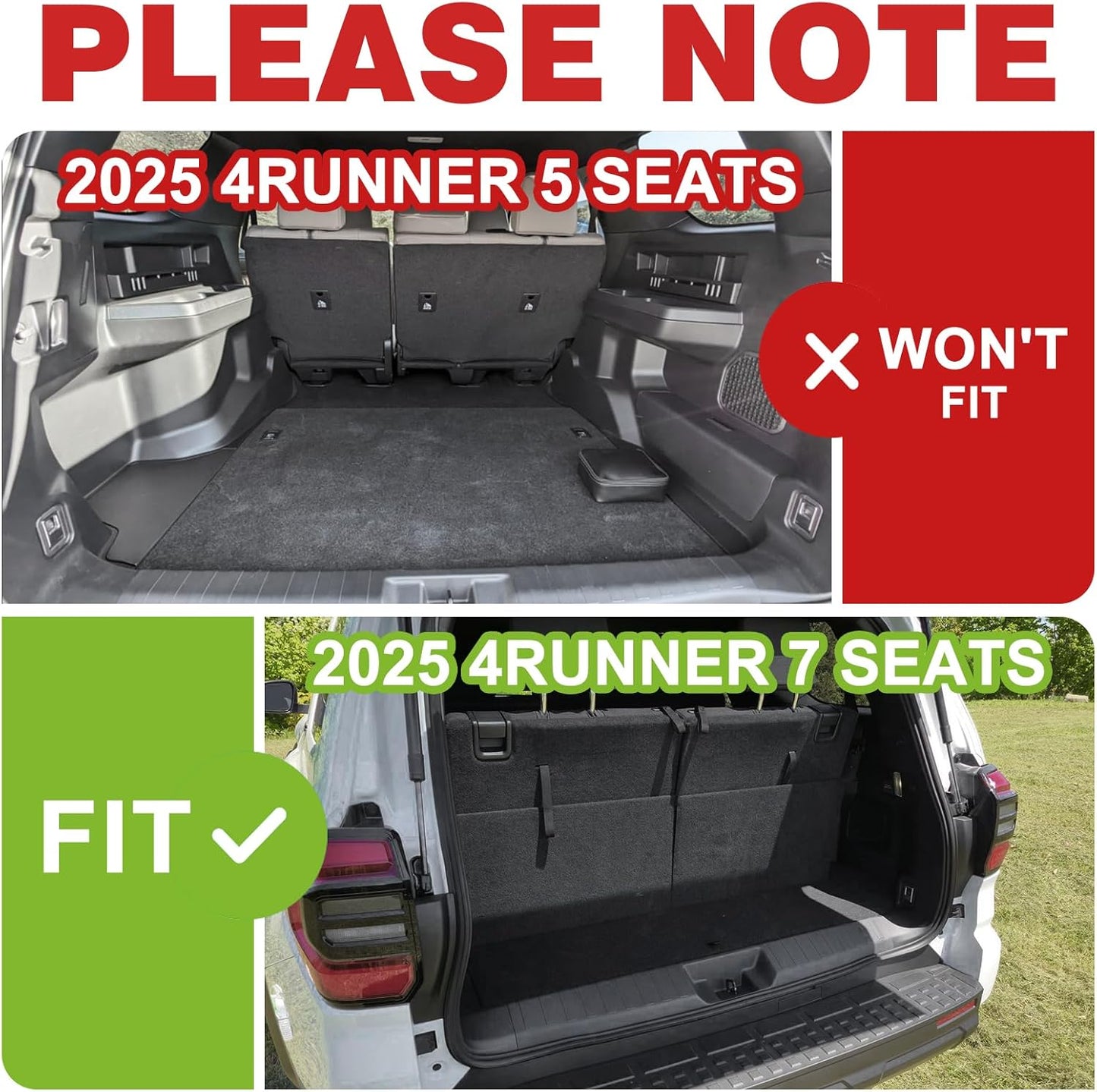 TripleAliners Trunk Mat & Rear Seatback Mat Fit for Toyota 2025 4Runner All Weather TPE Liners Accessories Custom Fit 6th Generation 4Runner TPE Heavy-Duty Covers(Only for 7 Seats)