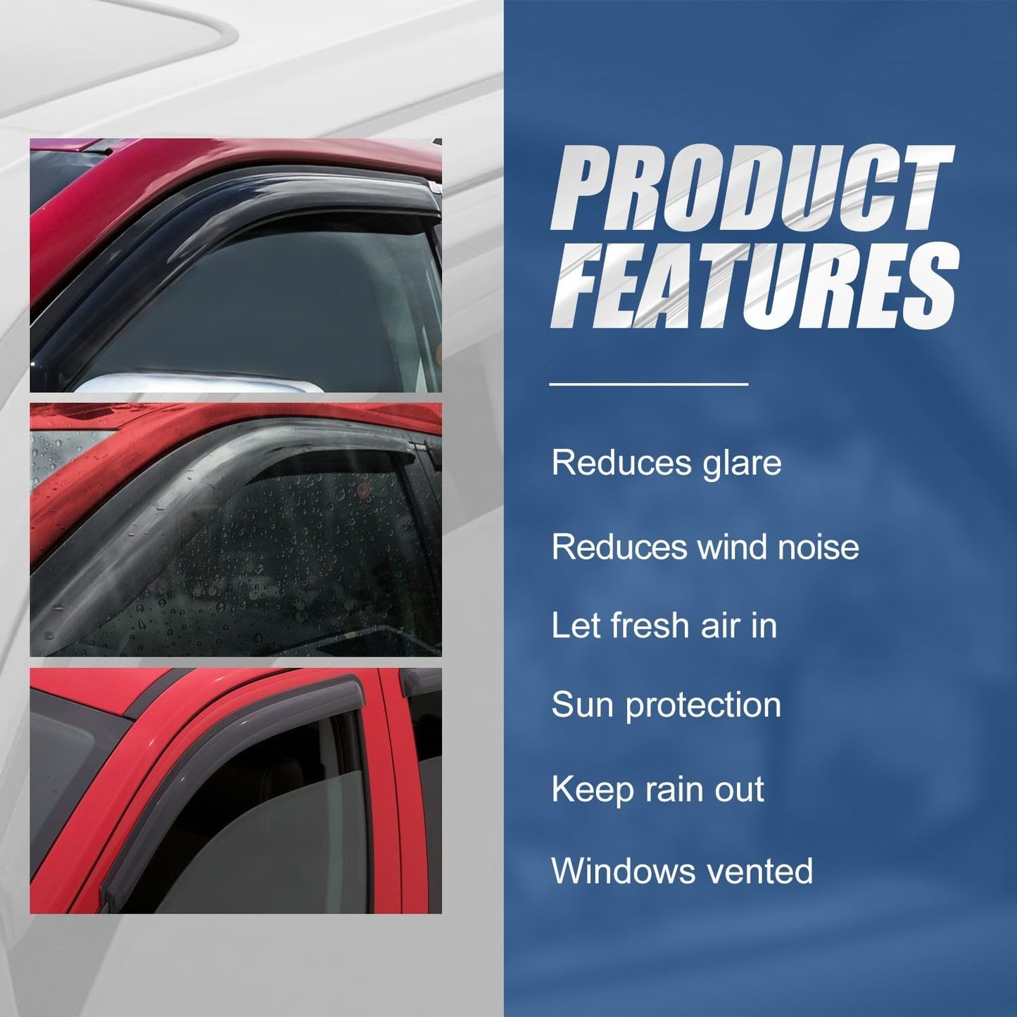 Auto Dynasty 4Pcs Carbon Fiber Pattern Window Visors Compatible with 2003-2011 Honda Element, Tape-On Front & Rear Window Deflectors, Glossy Dark Smoke