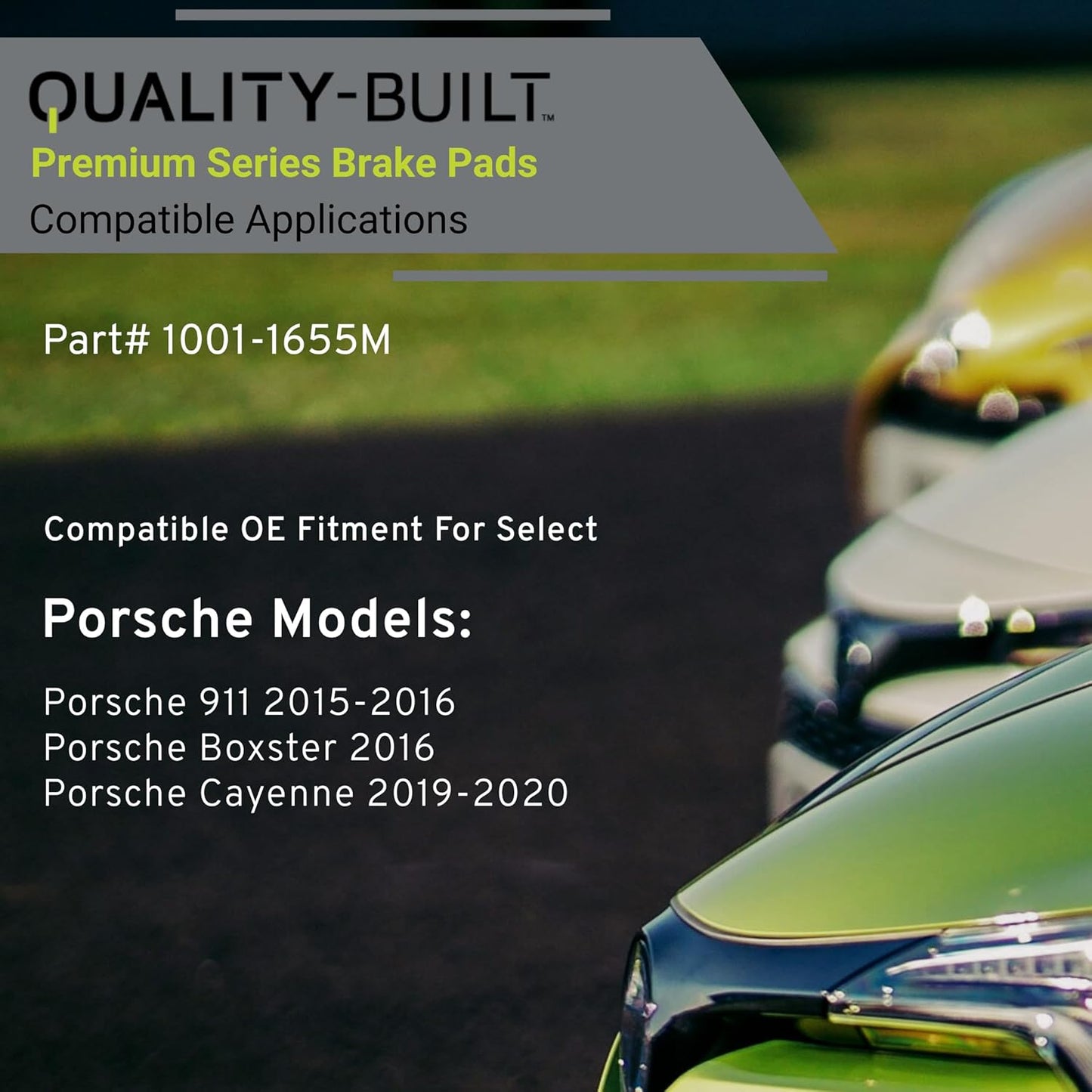 Premium Semi-Metallic Rear Brake Pads (1001-1655M) Compatible with Porsche 911 2015-2016, Porsche Boxster 2016-2016, Porsche Cayenne 2019-2020