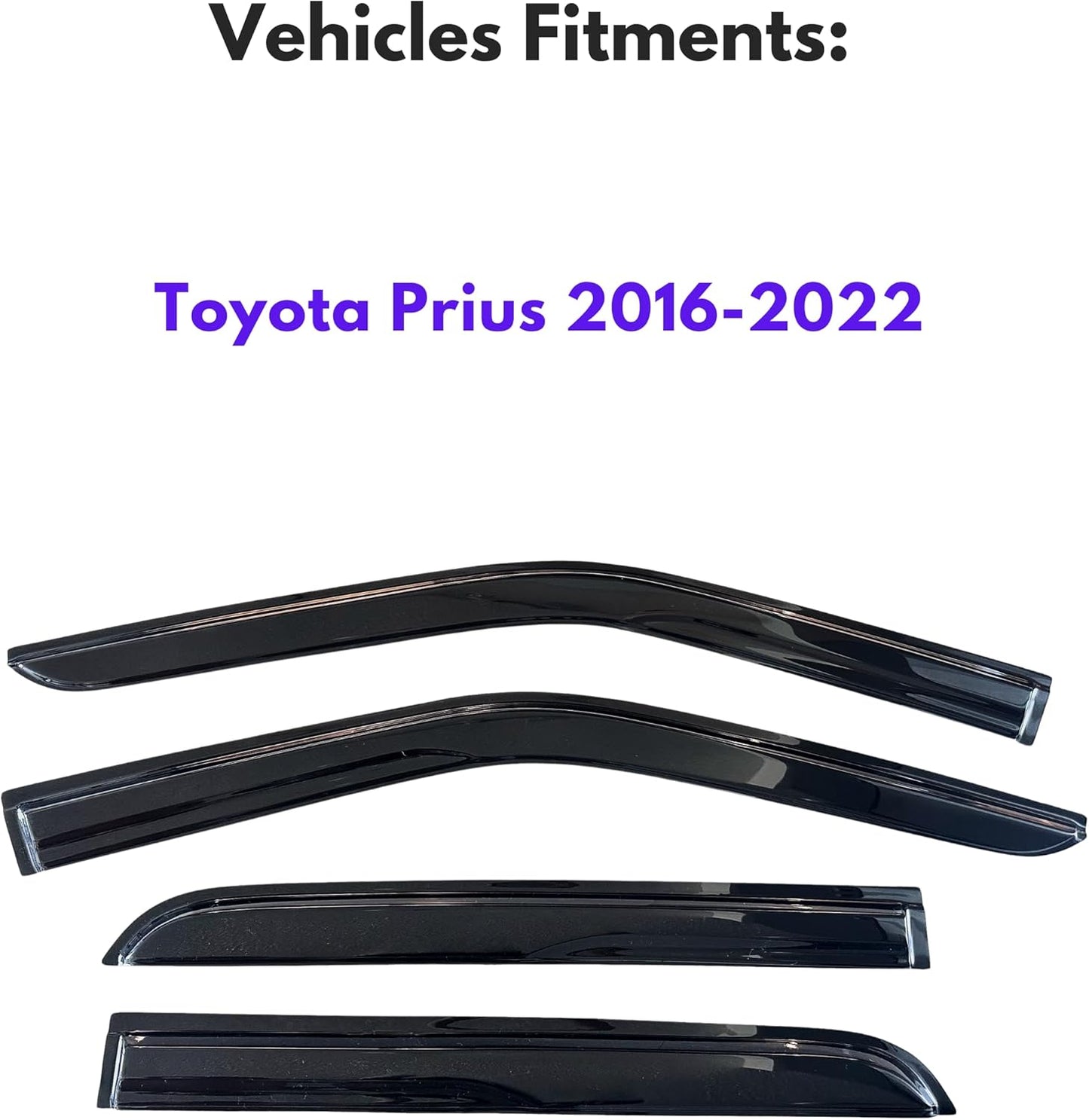 KPY Window Visor Compatible with Toyota Prius 2016-2022, 4PC Rain Guard Side Window Vent Deflectors Tape-On Mugen Style, 2016 2017 2018 2019 2020 2021 2022