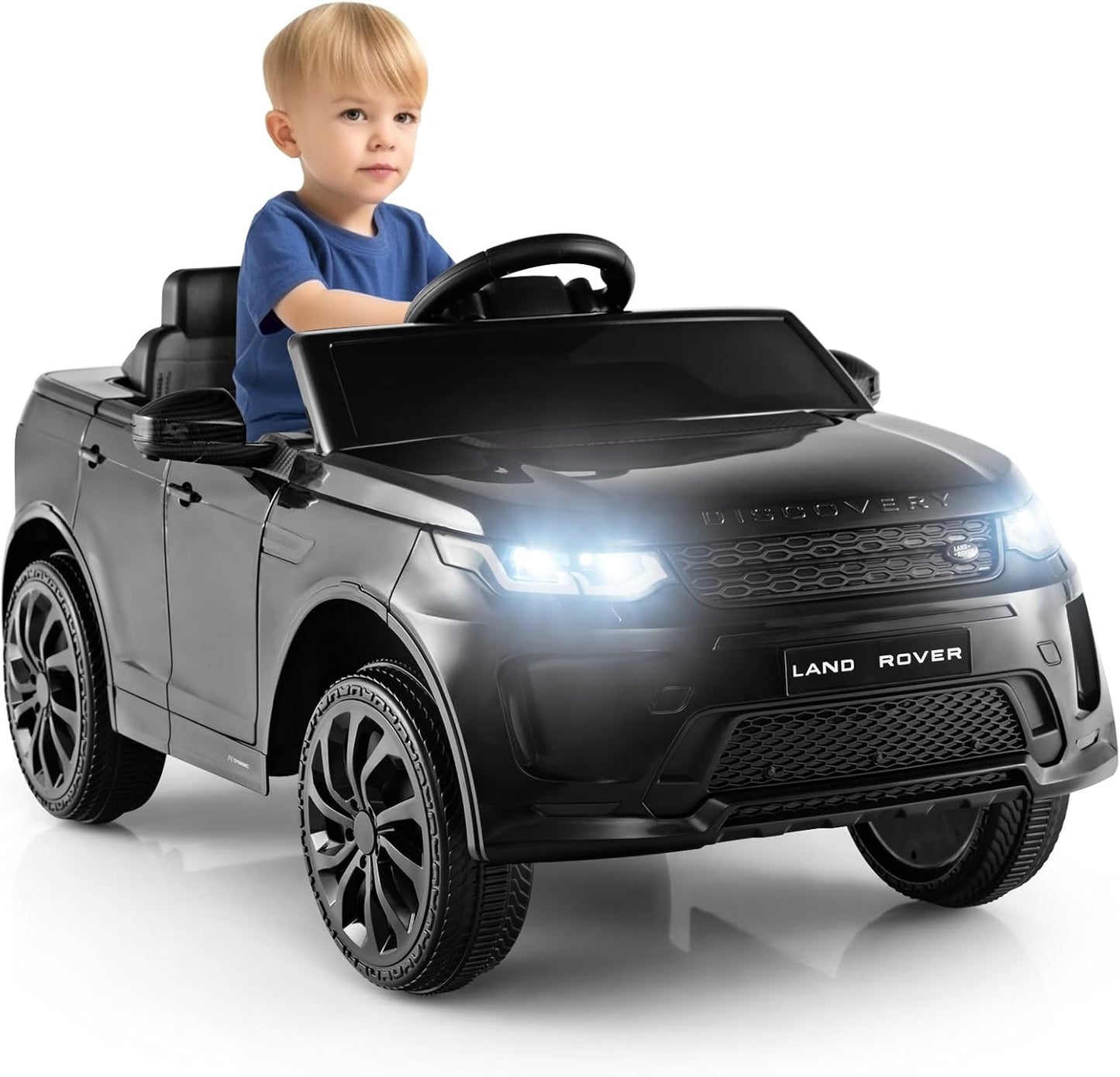 Costzon 12V Kids Ride On Car, Licensed Land Rover Electric Vehicle w/Remote Control, Lockable Doors, Slow Start System, LED Lights & Speed Switch Sound, Music & Horn, MP3 & USB (Black)