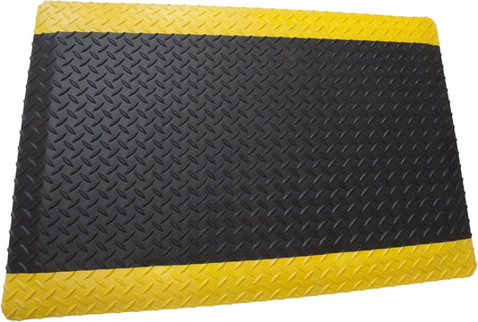 Rhino Mats, American Classic Diamond Anti-Fatigue Mats, Industrial Ergonomic Comfort Standing Mat for Work, Home, Garage, Office, Kitchen or Anywhere (Black/Yellow 1" Thick, 2 FT. x 14 FT.)