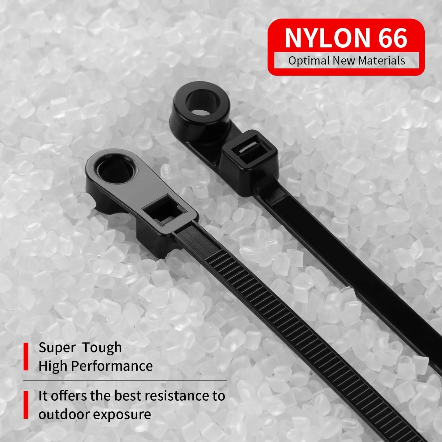 200 PCS 10 inch Black Zip Ties with Screw Hole 70lbs Mountable head Cable Ties Straps Multipurpose Heavy Duty Nylon Cable Zip Ties with Screw Mounting Hole