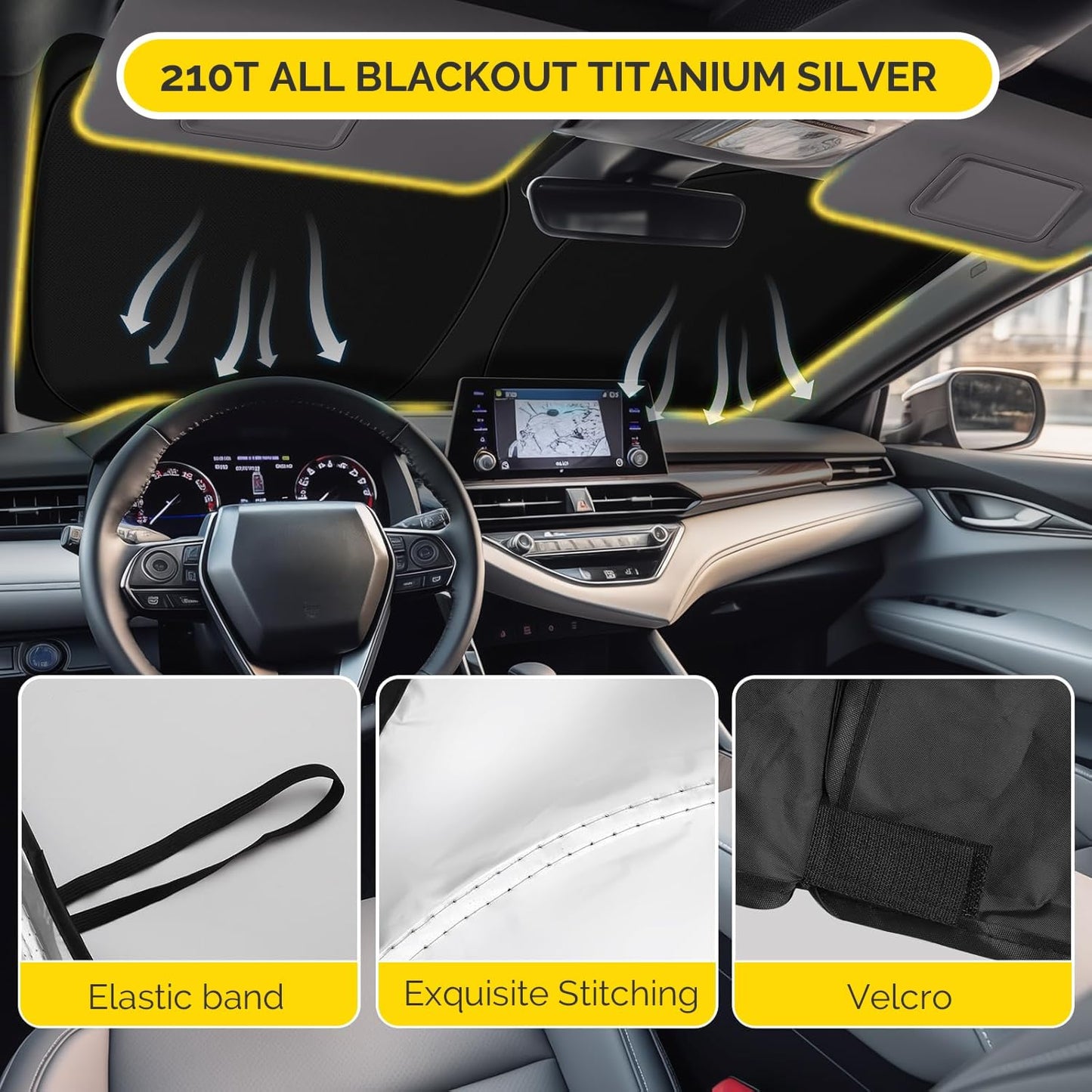 Car Windshield Sun Shade Compatible with 2023 2024 2025 Lexus RX350 RX350F Sport RX350L Accessories Foldable Front Window Sunshade Custom Windshield Cover Sun Visor