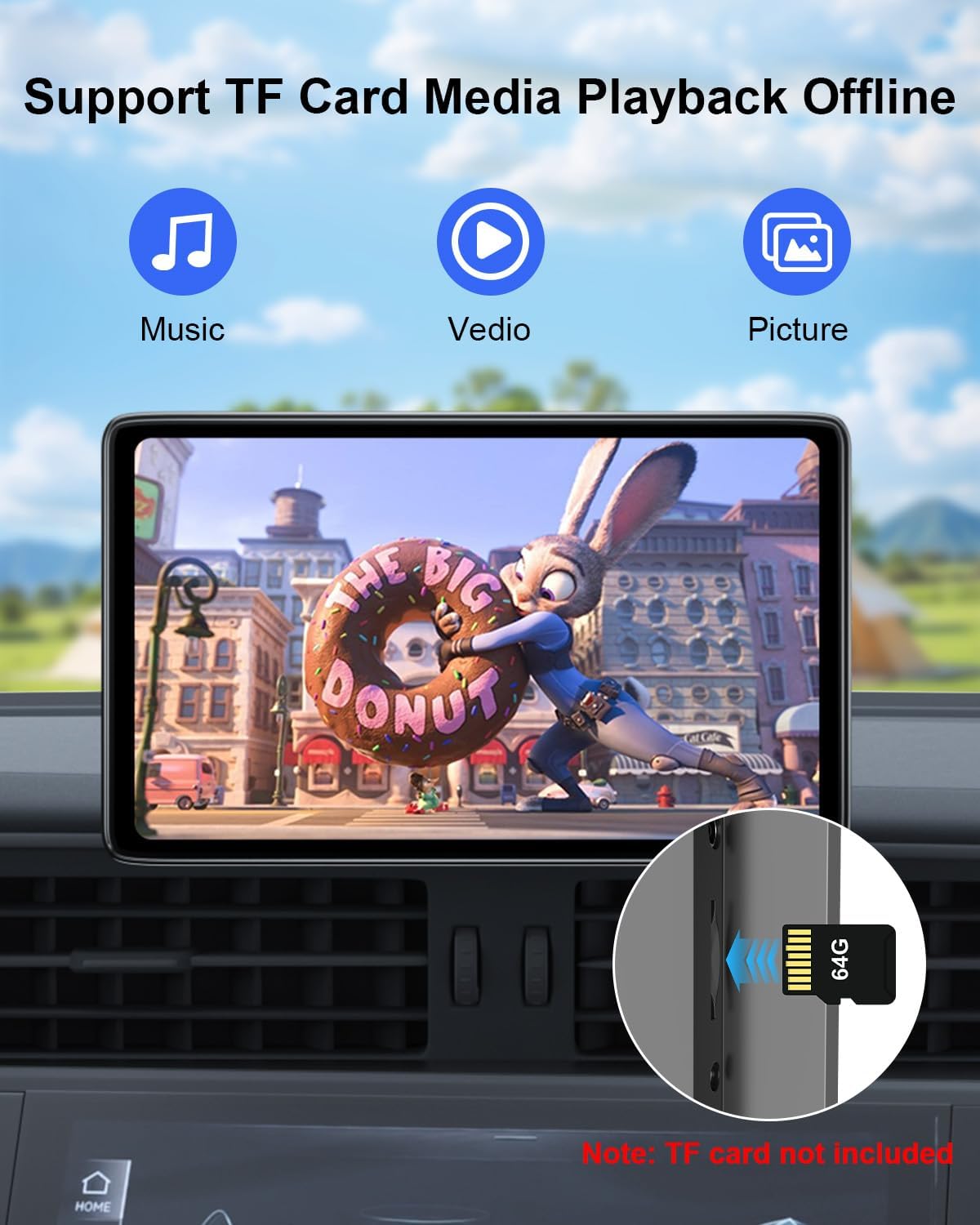 Upgraded Apple Carplay Screen for Car, 9" Wireless CarPlay & Android Auto Car Stereo Touch Screen, Car Play Supports Netflix/YouTube/TikTok, App Store, Screen Flip, GPS Navigation, Voice Control