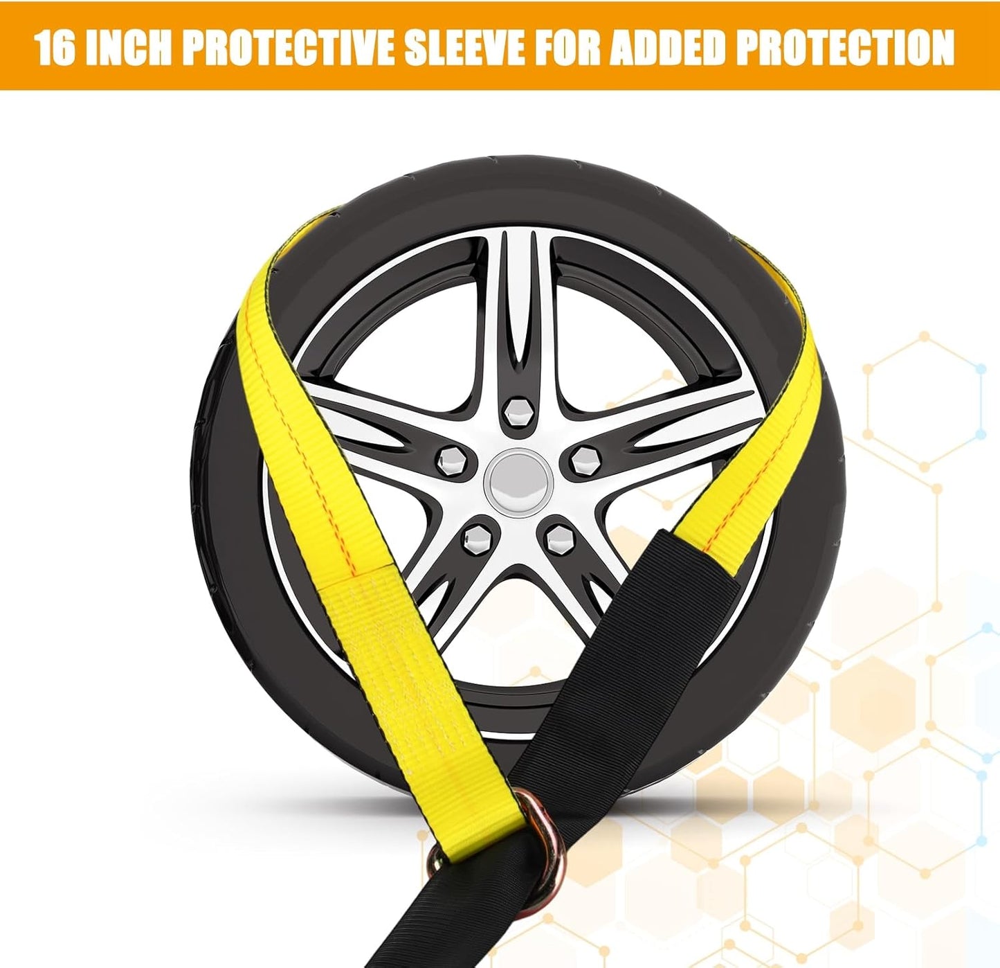 8 Pack 2'' x 12ft Tow Truck Straps Lasso Wheel Lift Straps Lasso Tow Strap with D Ring 11, 000 Lbs Break Strength Auto Tie Down Auto Hauler for Trailer Truck Tie