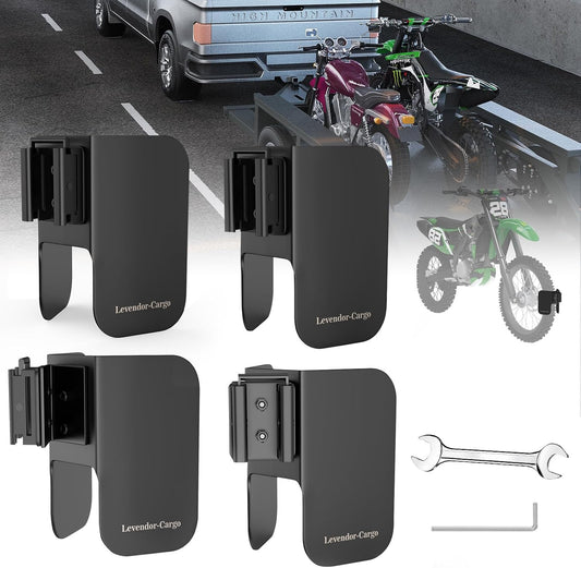 4 Pack E-Track Dirt Bike Wheel Chock Supports tire up to 6",Black,Heavy Duty 10 Gauge Steel E-Track Wheel Chock for Motorcycle,E-Track Wheel Chock for Trailer & Trucks & Garage,E-Track Accessories