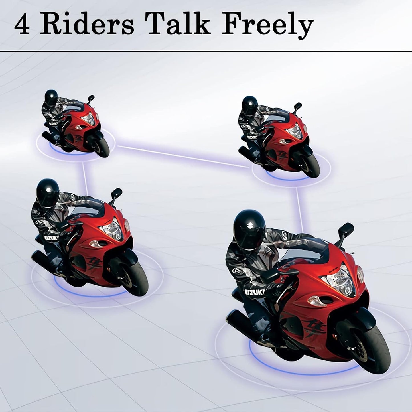 V4 Plus Motorcycle Bluetooth Helmet Intercom Headset, 4 Rides Group Communication System for Motorcycling Soccer Referees Skiing ATV/Off Road (4 Pack)