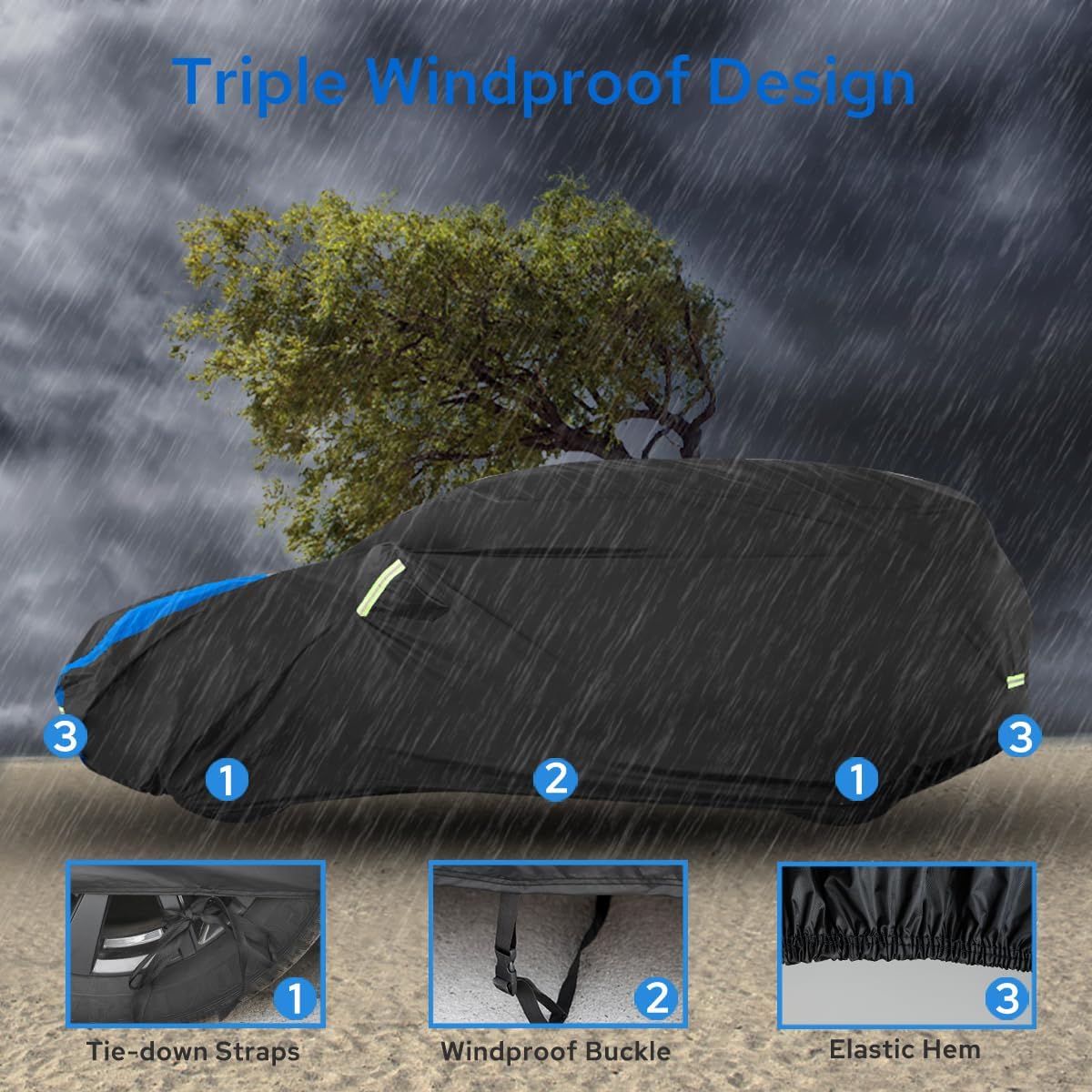 Avecrew Car Cover Custom Fit for Benz GLC, Waterproof All Weather Full Exterior Cover Rain Snow UV Protection Cover with Side Door Zipper Design