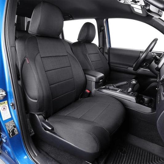 EKR Tacoma Car Seat Covers Custom for Select Toyota Tacoma (Only for Hybrid) 2024 2025 Double cab TRD Sport,TRD Off-Road,Limited,Trailhunter - Full Set, Neoprene (Black)