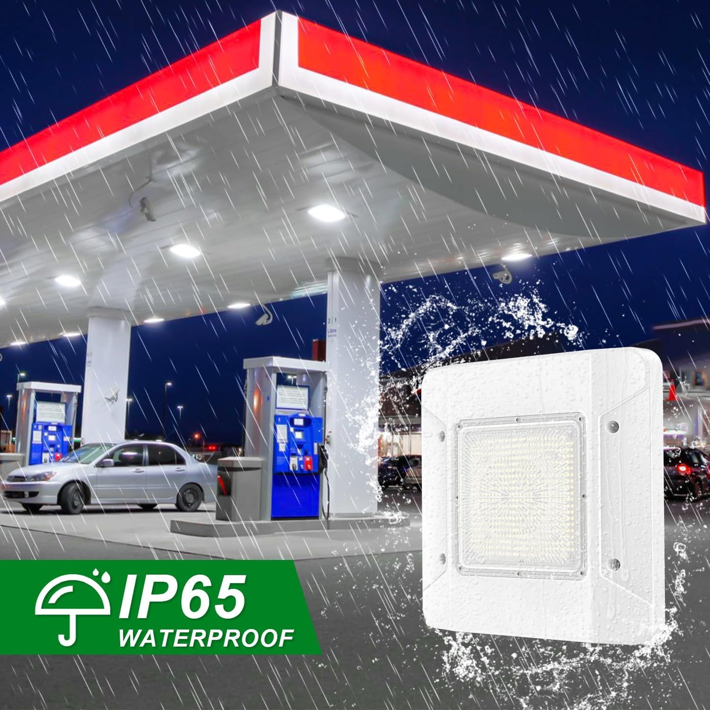 OSTEK 2 Pack LED Gas Station Canopy Light, 150W Carport Ceiling Light 5700K, Outdoor Rated (600W HID/HPS Equivalent), 90-277V IP65 DLC & UL Listed (150W-2 Pack)