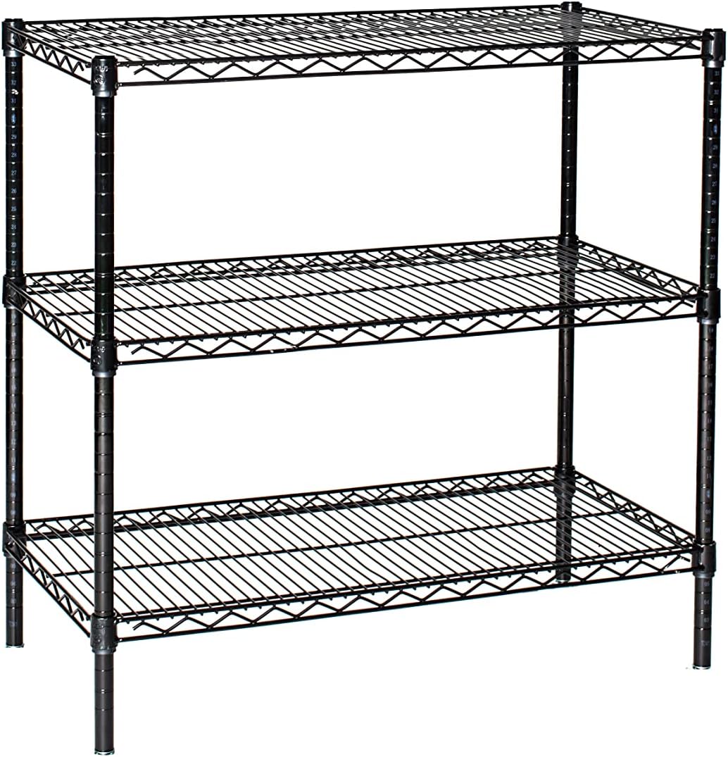 Omega 18" Deep x 18" Wide x 54" High 3 Tier Black Starter Shelving Unit