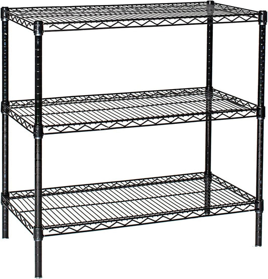 Omega 18" Deep x 48" Wide x 74" High 3 Tier Black Starter Shelving Unit