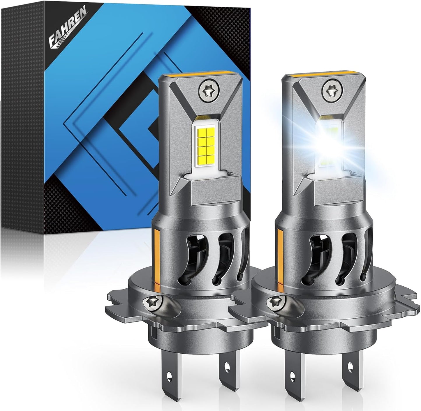 FAHREN H7 LED Light Bulbs, 30,000LM Super Brightness 1:1 Size No Adapter Needed Plug & Play, 6500k White with 16 CSP Chips, Canbus Ready Non-Polarity H7 Fog Bulb with Turbo Fan, IP68 Pack of 2