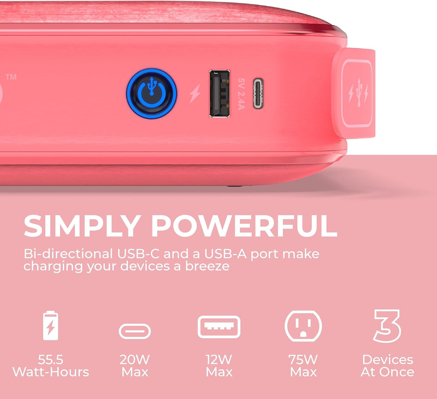 HALO Bolt Ultimate 3 Portable Car Battery Jump Starter | 130 PSI Air Compressor, 55.5Wh USB Power Bank, Large Display, Emergency Floodlight & Charger, Jumps Cars SUVs & Trucks, Inflates Tires — Pink