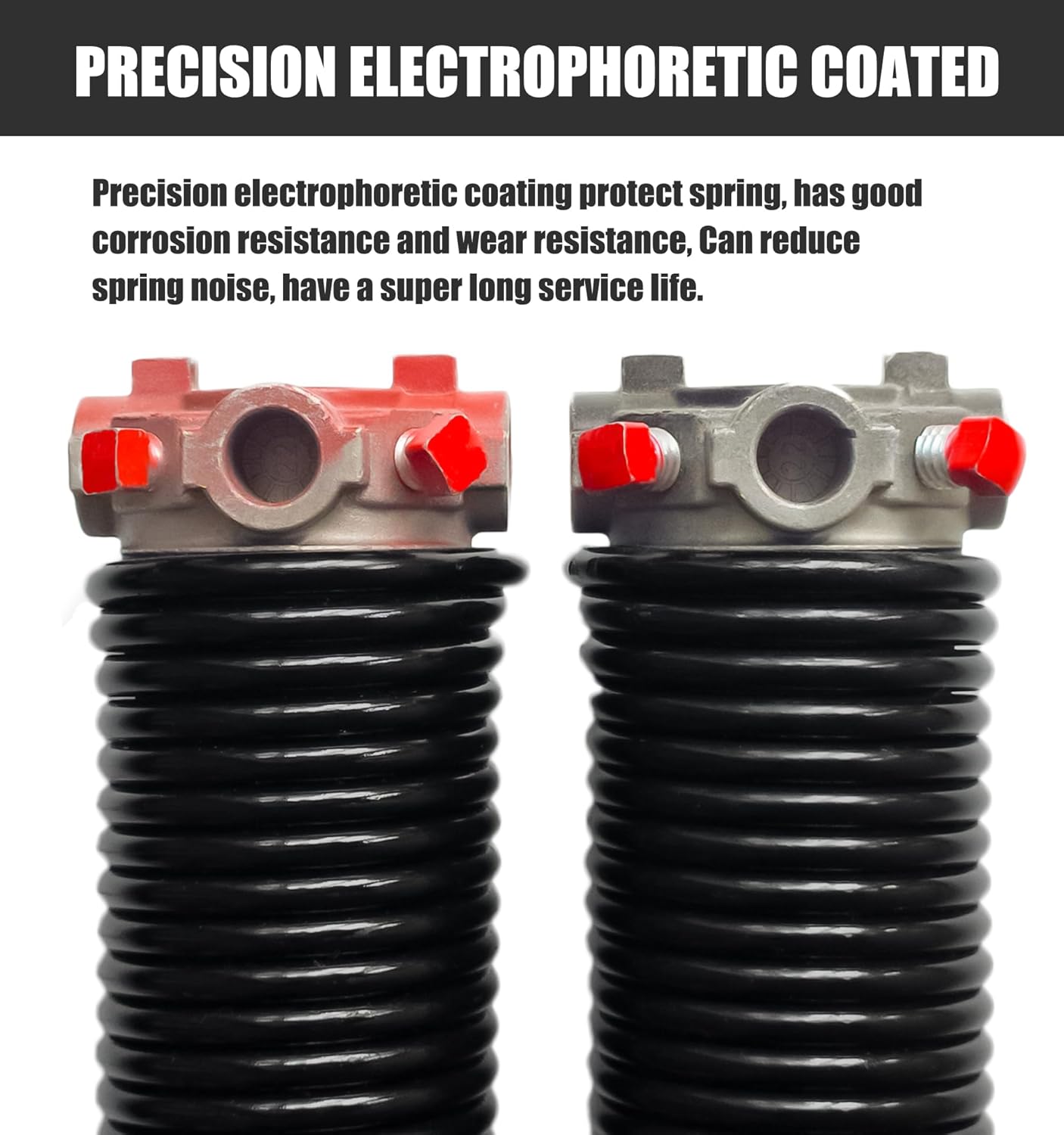 Garage Door Torsion Spring Set, Pair of 2" Electrophoresis Coated Garage Door Spring Replacement with 2 Non-Slip Winding Bars and Bearing, Minimum 16000 Cycles (.225x2x25")