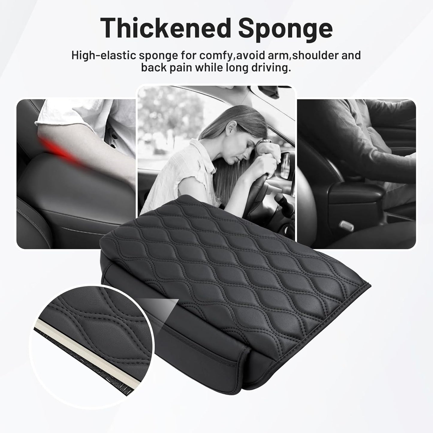 Autorder Center Console Cover for 2021-2025 2026 Jeep Grand Cherokee L Accessories Armrest Cushion Cover Nappa Leather Middle Console Covers Grand Cherokee L Console Cushion Pad Anti-Scratch