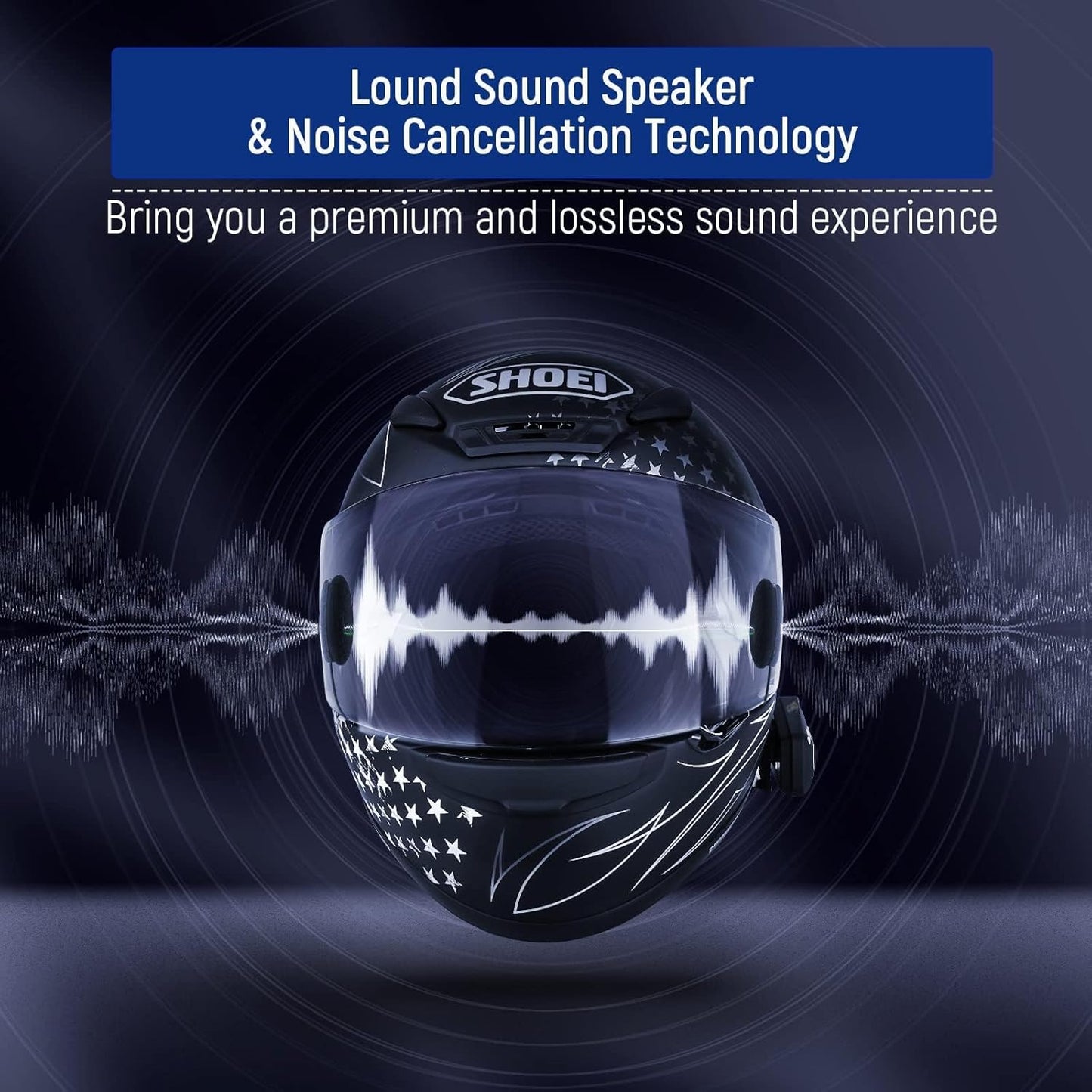 LEXIN B4FM Motorcycle Bluetooth Headset, 10 Riders Helmet Bluetooth Intercom, Universal IP67 Communication Systems with Music Sharing, Noise Cancellation, FM Radio, Fit for Snowmobile, 2 Pack