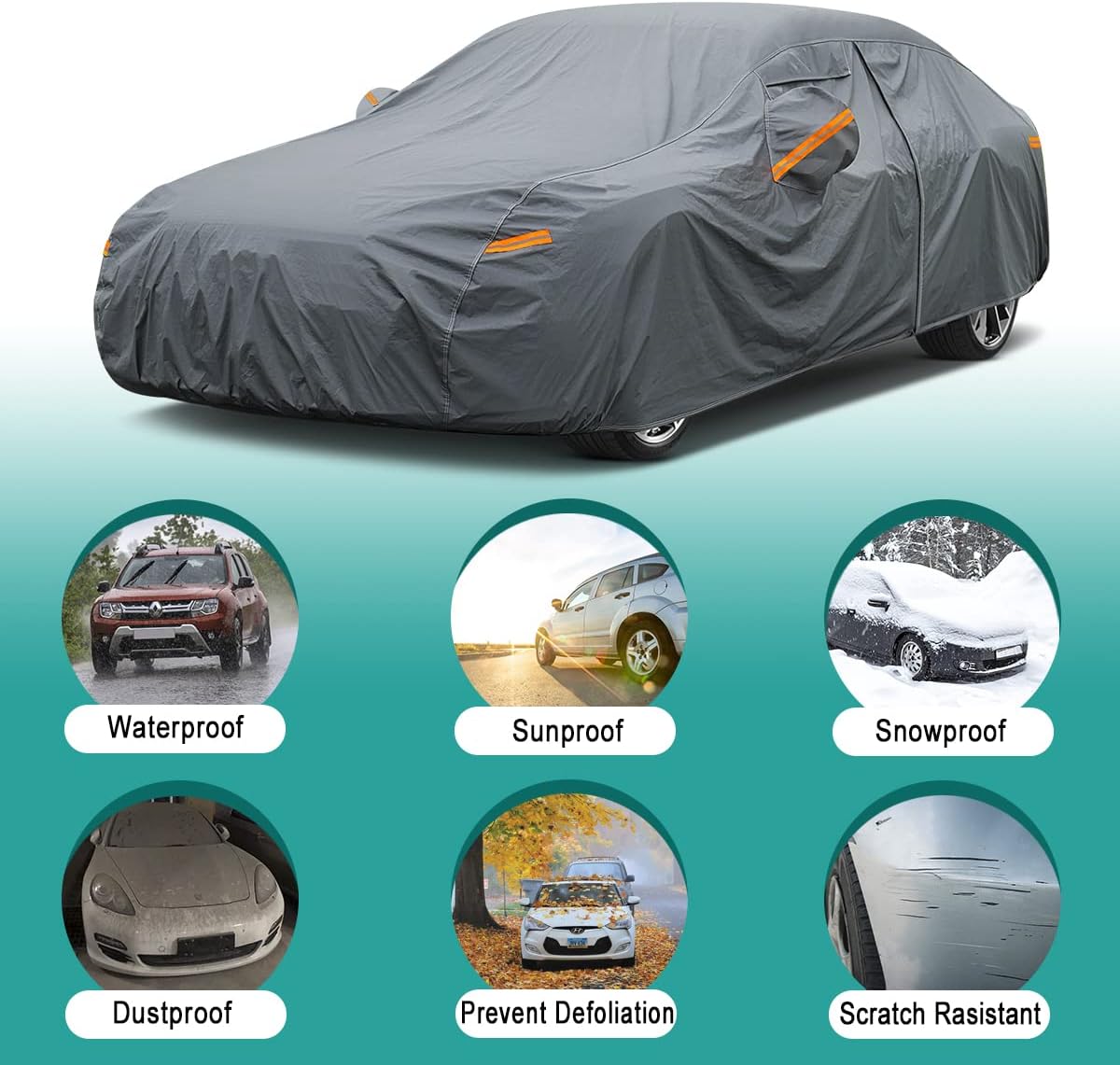 Premium Car Cover Custom Fit BMW 3 Series M3 320i 325i 328i 330i 335i (2007-2025), 16 Layers Heavy Duty Car Cover Waterproof All Weather with Zipper Door for Sun Rain Snow Dust Uv Protection