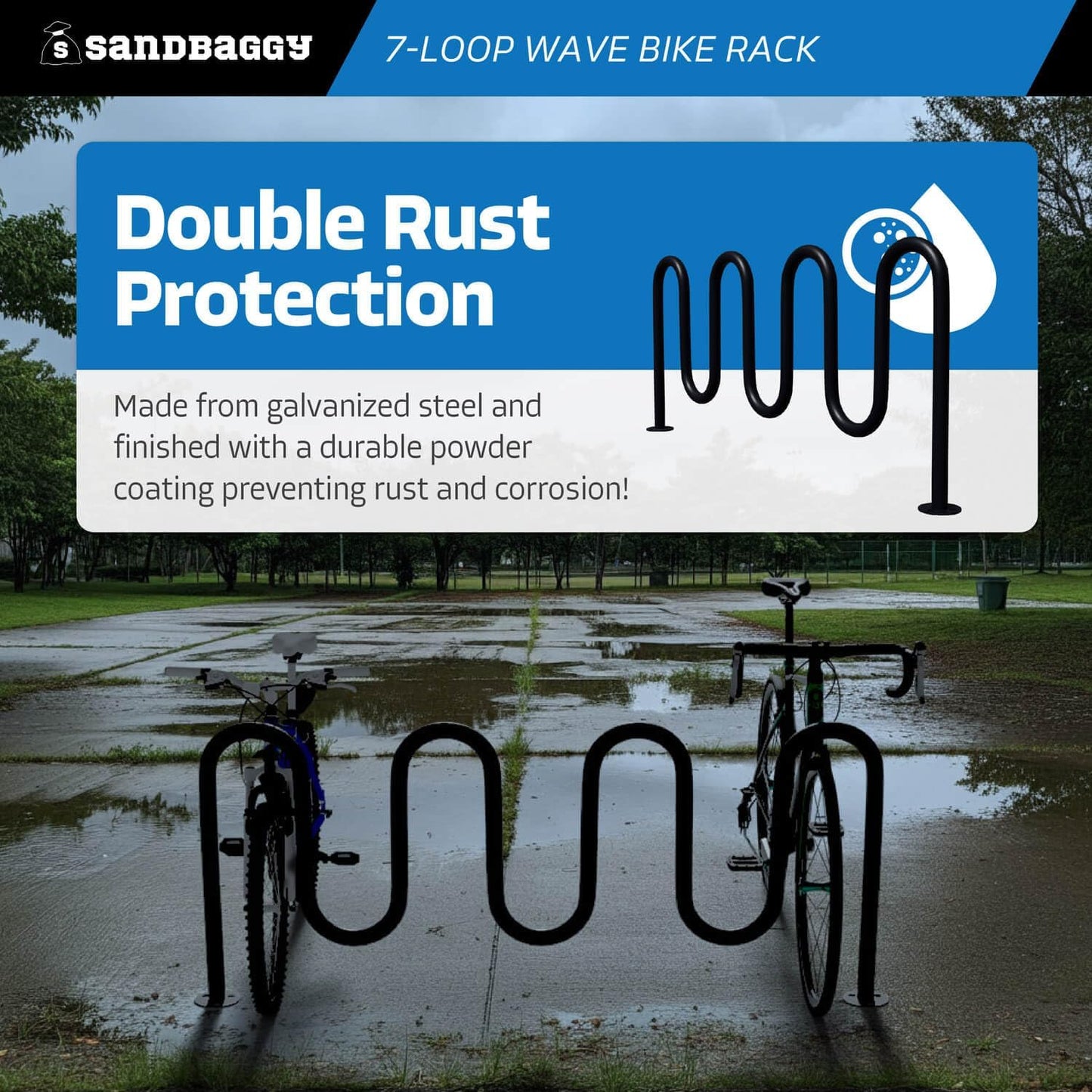 Sandbaggy Commercial Bike Racks - Galvanized Steel - Anti-Theft Design - In Ground, Apartments, Sidewalks, Industrial