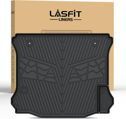 LASFIT Trunk Mat for Jeep Wrangler 2011-2018 JK Unlimited 4-Door (NOT for JL or 2-Door) All Weather TPE Custom Fit Cargo Mat Trunk Liner Cargo Liner, Black