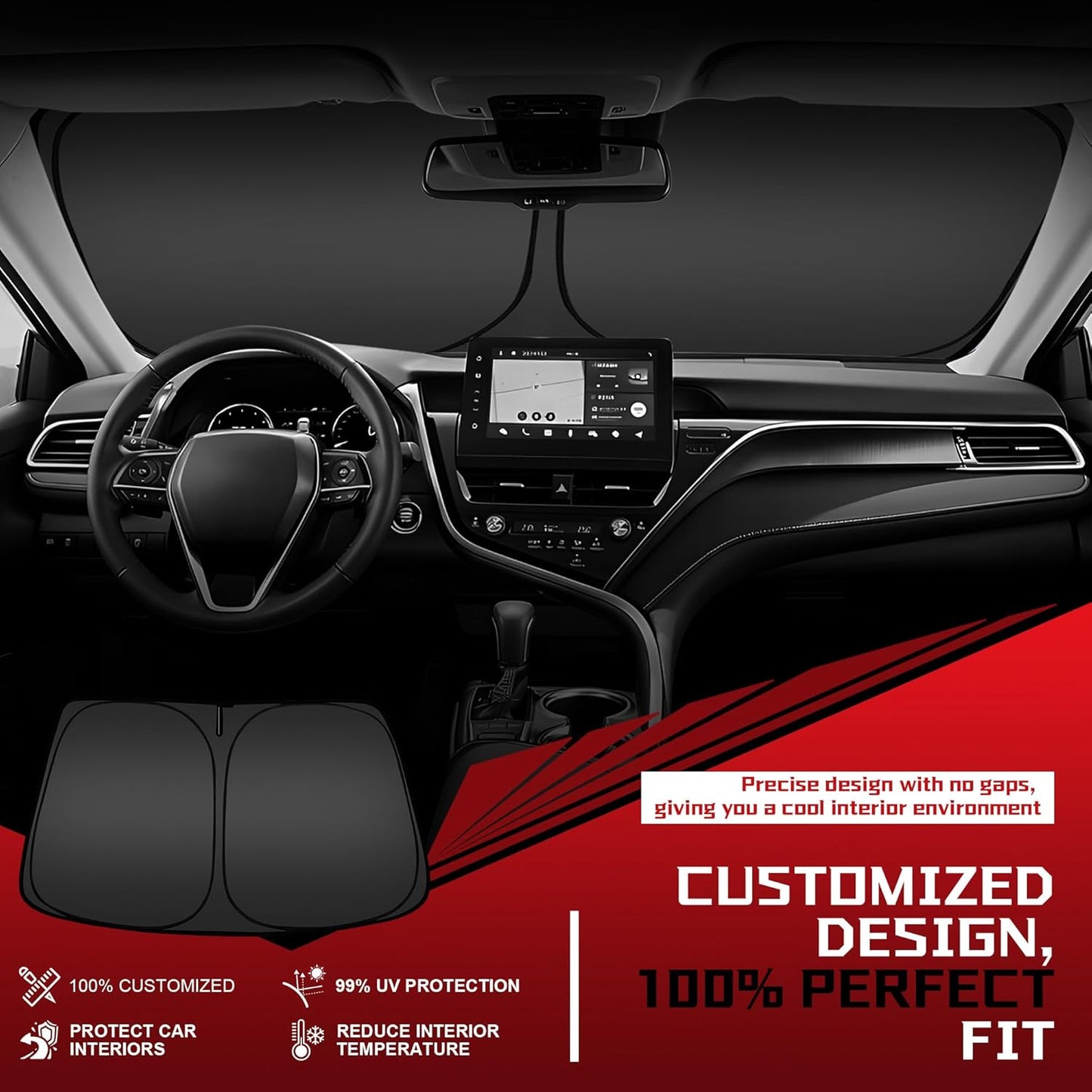 Windshield Sun Shade for 2022-2025 Hyun-dai Ioniq 5 Foldable Sun Sunshade for Car Front Window Blocks UV Rays and Heat Automotive Interior Protector Custom Fit Accessories