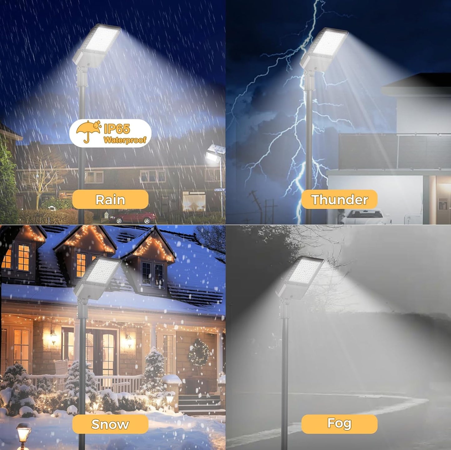 340W LED Parking lot Light Commercial Area Oudoor Lighting Street Light with Dusk to Dawn Photocell 61200Lm(180LM/W) 6000K IP65 Waterproof 100-277V for Driverway, Parking Lot 9 Pack