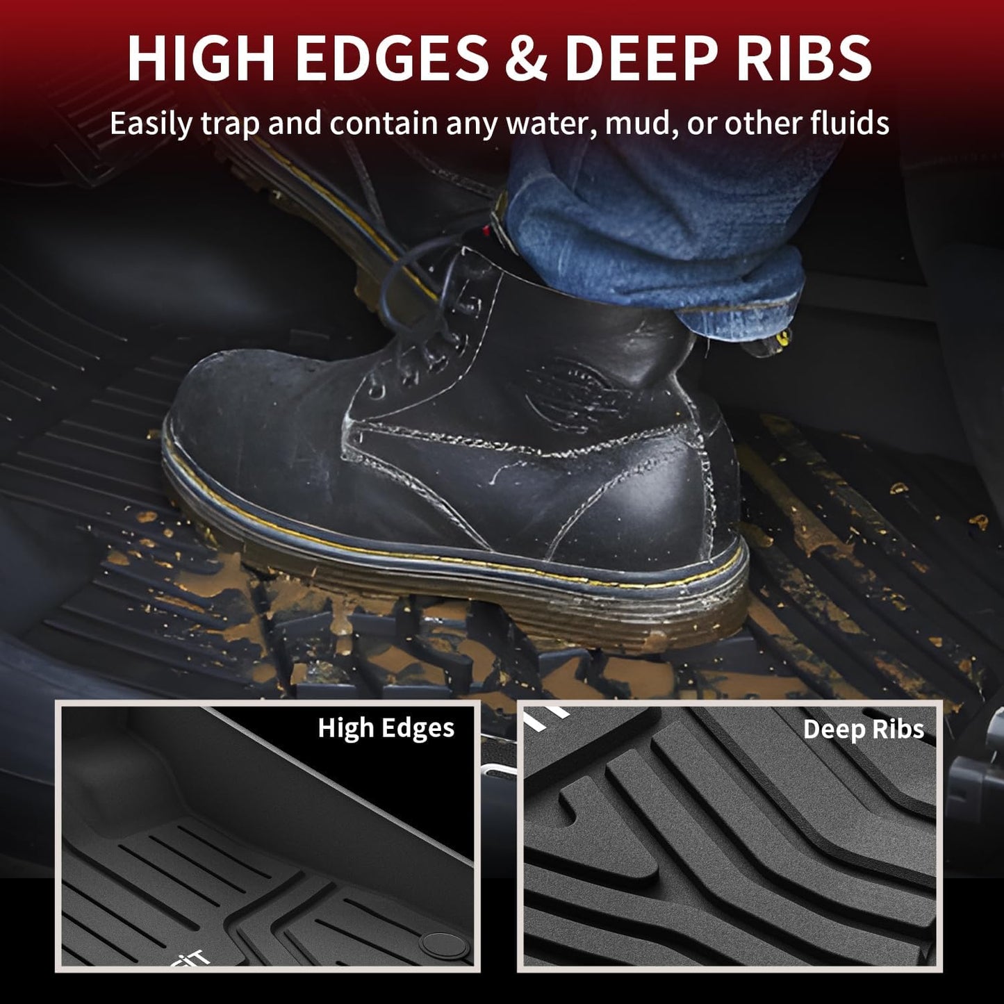 LASFIT Floor Mats and Cargo Liner for Honda CR-V 2023 2024 2025 2026 (Include Hybrid Models), All Weather TPE Car Trunk Mat (Upper Position), 1st & 2nd Row & Trunk Liner Full Set Black