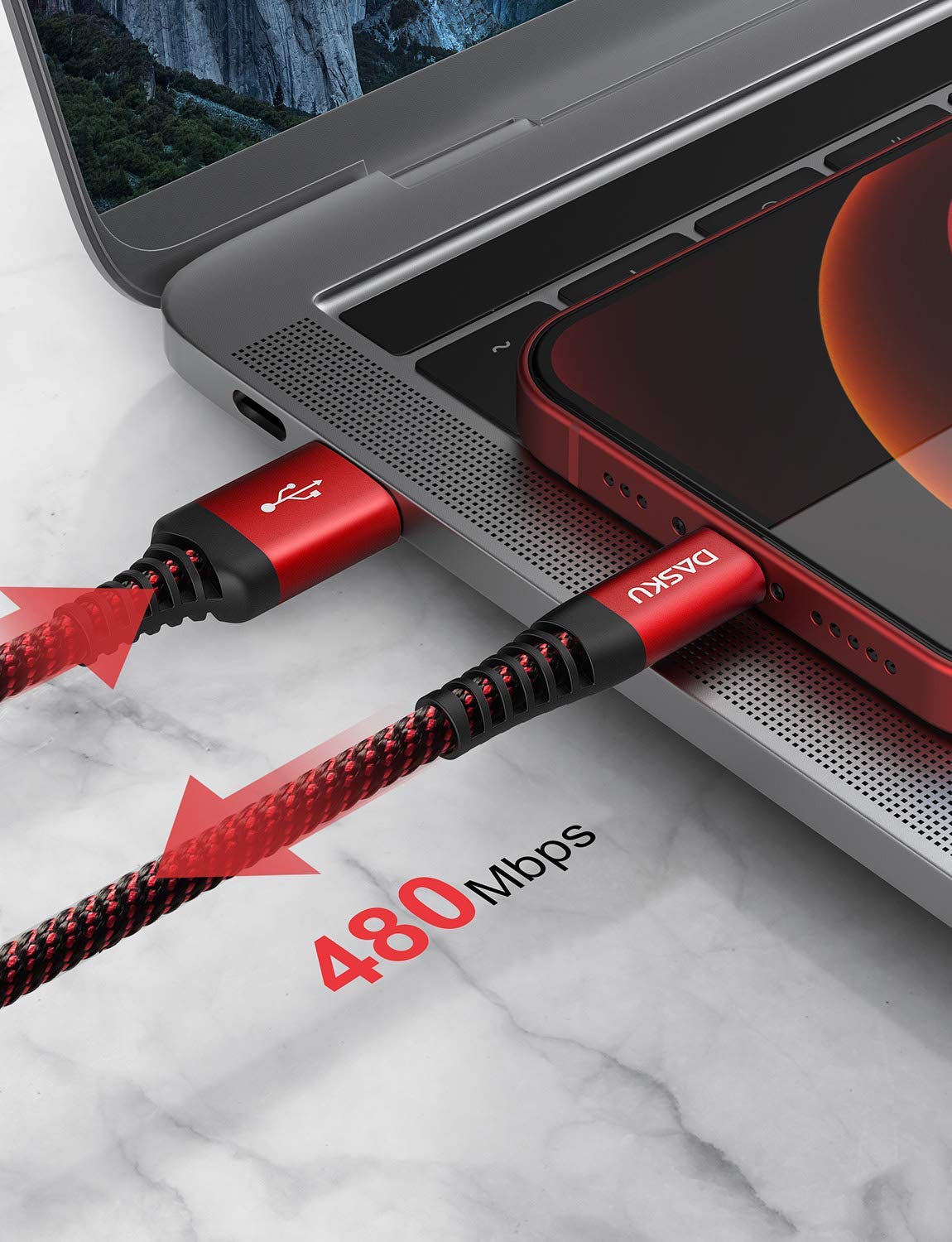 3 Pack 3 FT Lightning Cable Certified iPhone Charger Cable Red Nylon Braided Fast Charging Cord Compatible with iPhone 13/12/11/Pro Max/X/Xs Max/Xr /8 Plus/7 Plus/6S Plus/6 Plus/iPad