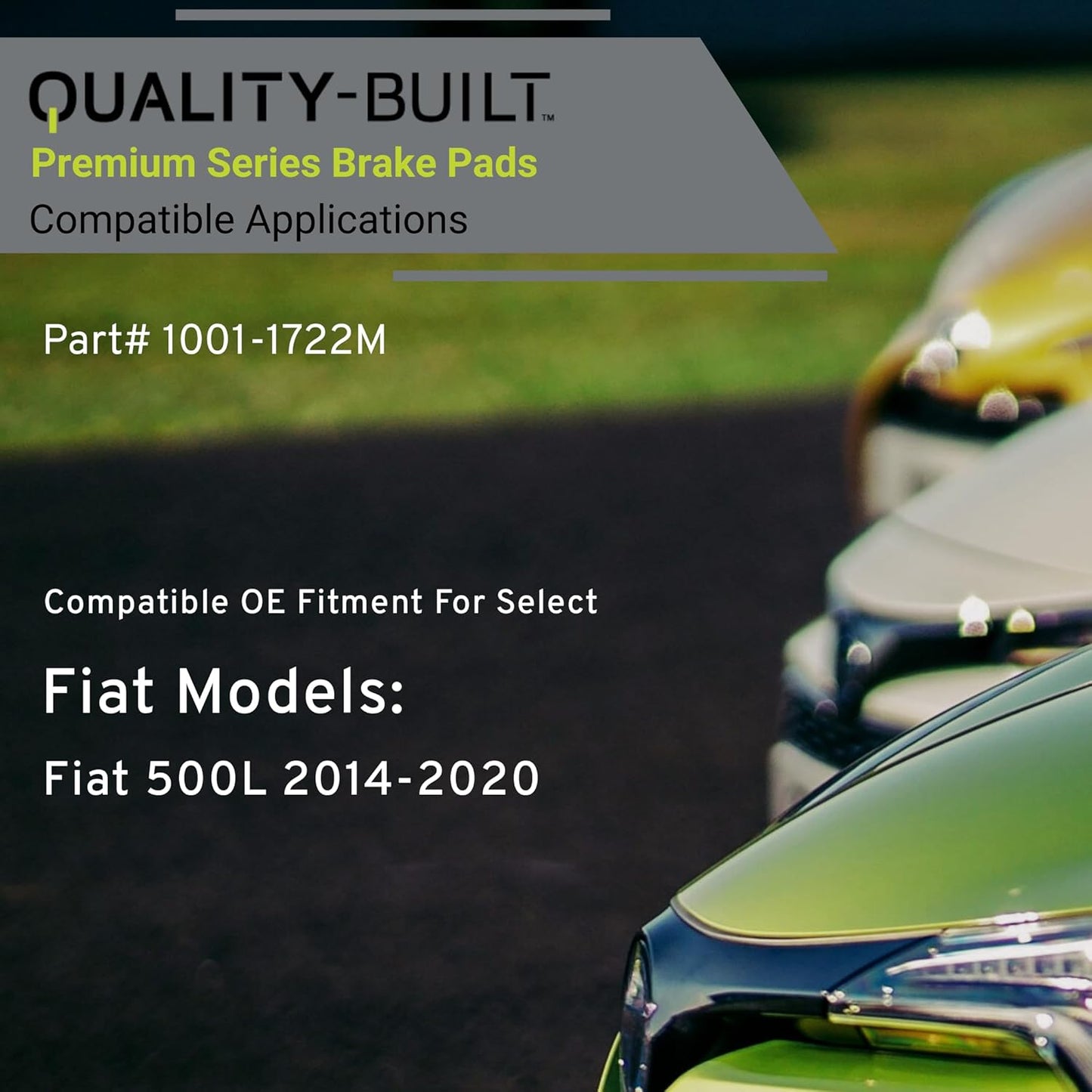 Premium Semi-Metallic Rear Brake Pads (1001-1722M) Compatible with Fiat 500L 2014-2020