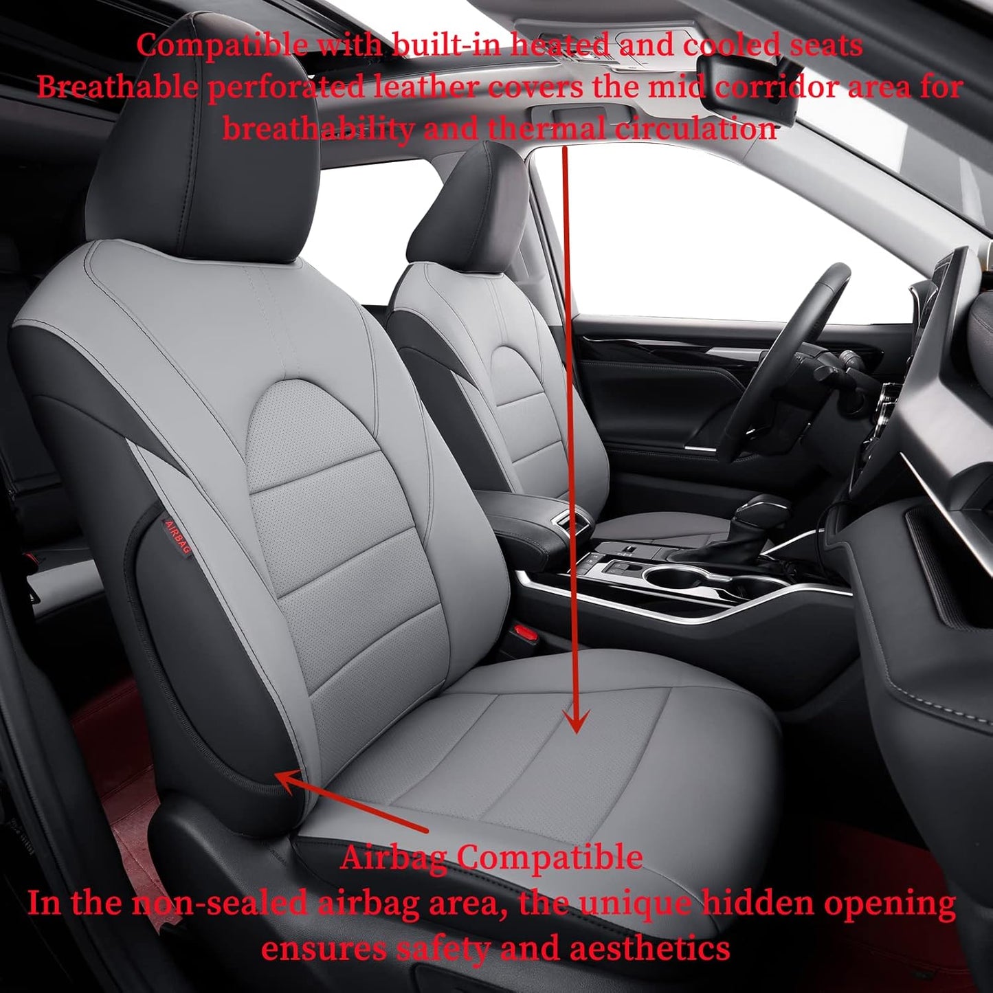 coverdream Custom Seat Covers Compatible with Select Toyota Camry SE,SE Sport,XSE 2012 2013 2014 2015 2016 2017 Models - Leatherette (Black/Gray,Full Set)