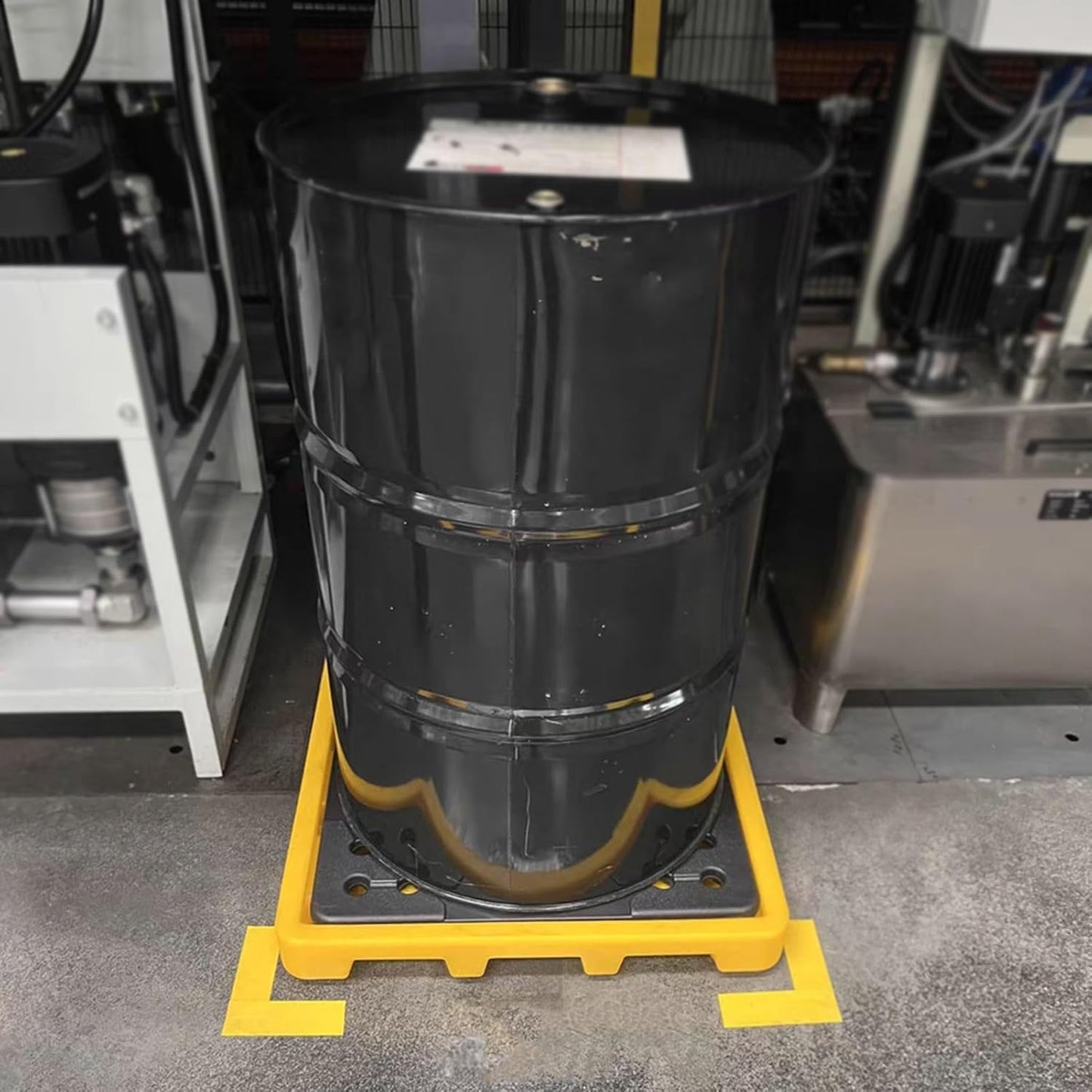 2 Drum Containment Spill Pallet, Polyethylene Low Profile Paint Bucket Tray, Industrial Garage Storage Detachable Shipping Leakproof Platform (Color : Yellow-2 Pack, Size : 19.3"x14"x3.7")