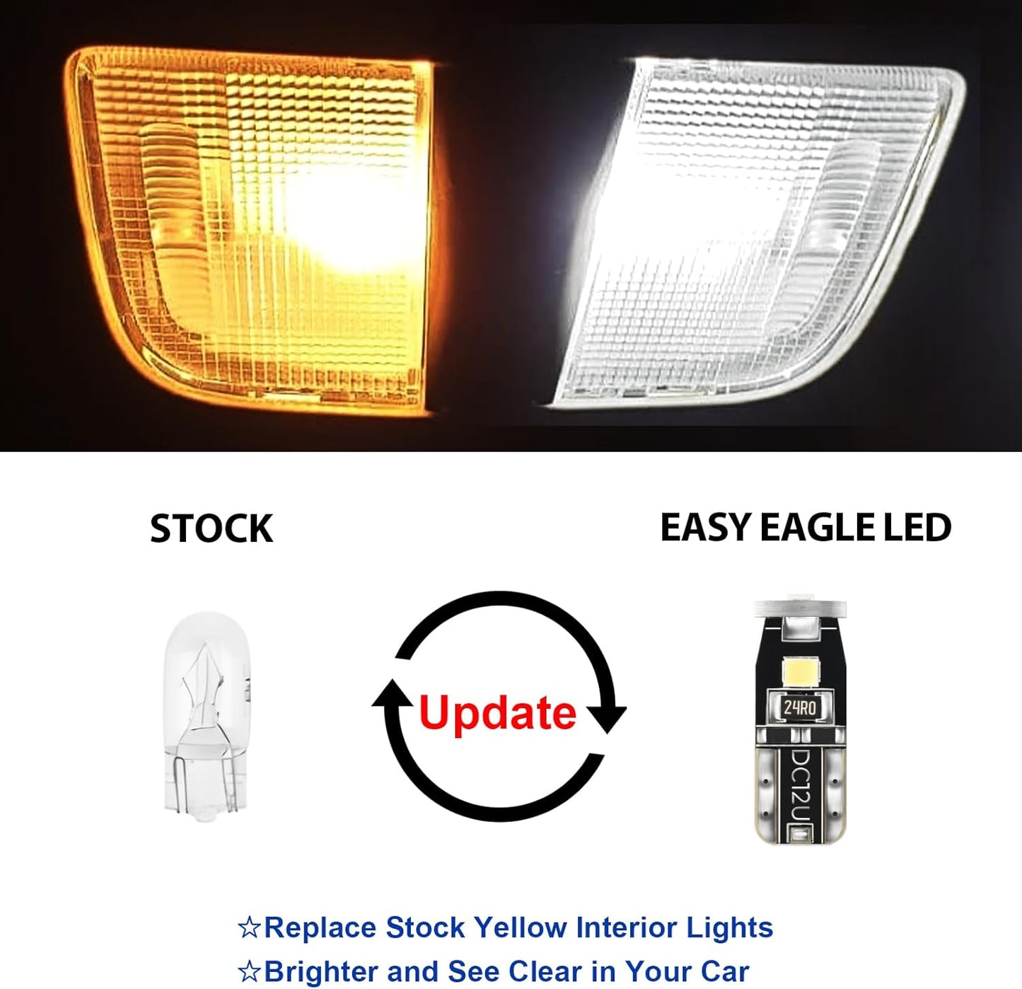 EASY EAGLE LED Interior Car Lights for Toyota-Corolla-2003-2012: 6 Piece Kit White LED Light Bulbs - Super Bright 6000K + Install Tool