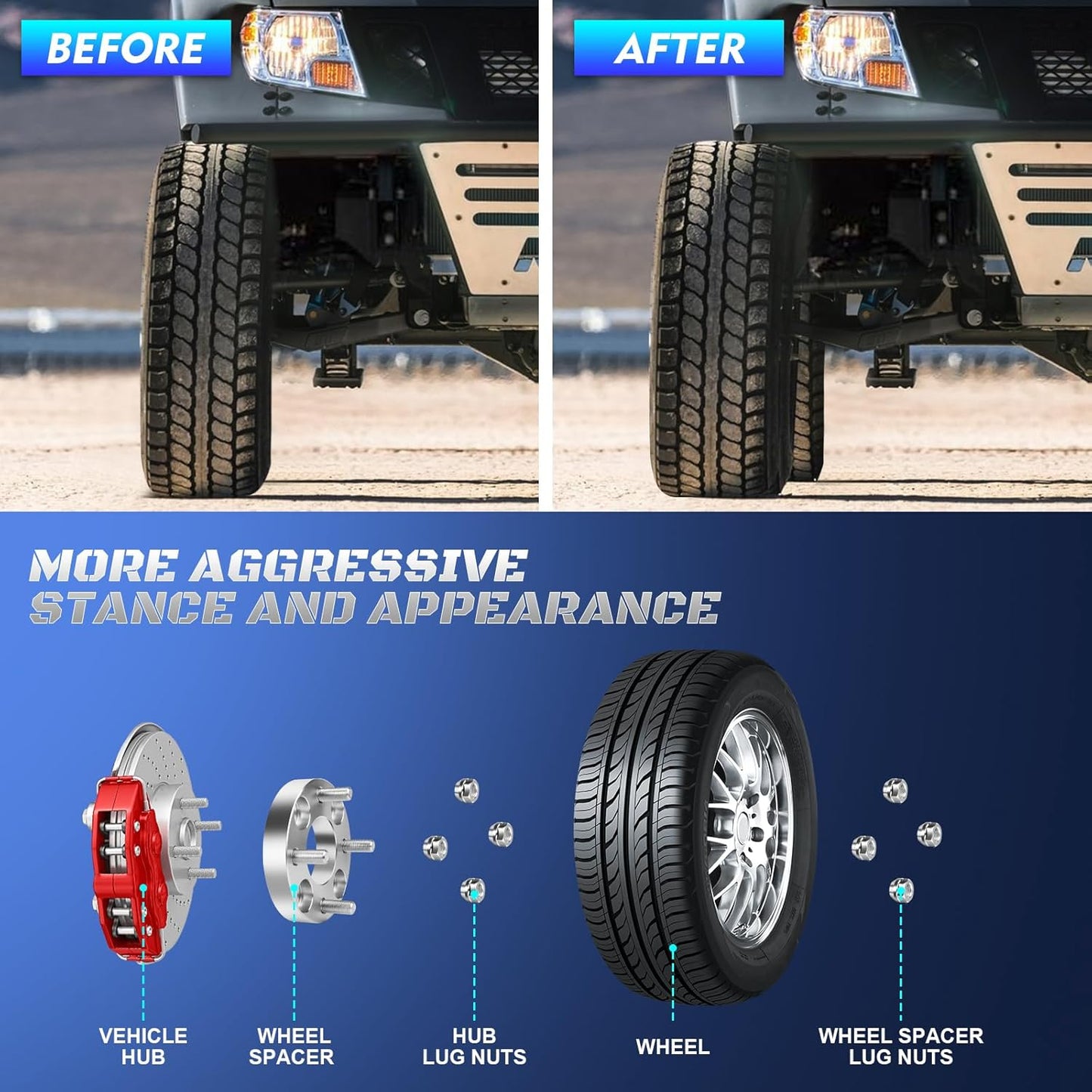 HHCSOP 4x4 Golf Cart Wheel Spacers, 1 inch ATV Wheel Adapters for EZ GO EZGO Club Car, 4PCS 4x101.6mm Wheel Spacer Hub Bore 62mm with 1/2" x20 Studs - Silver