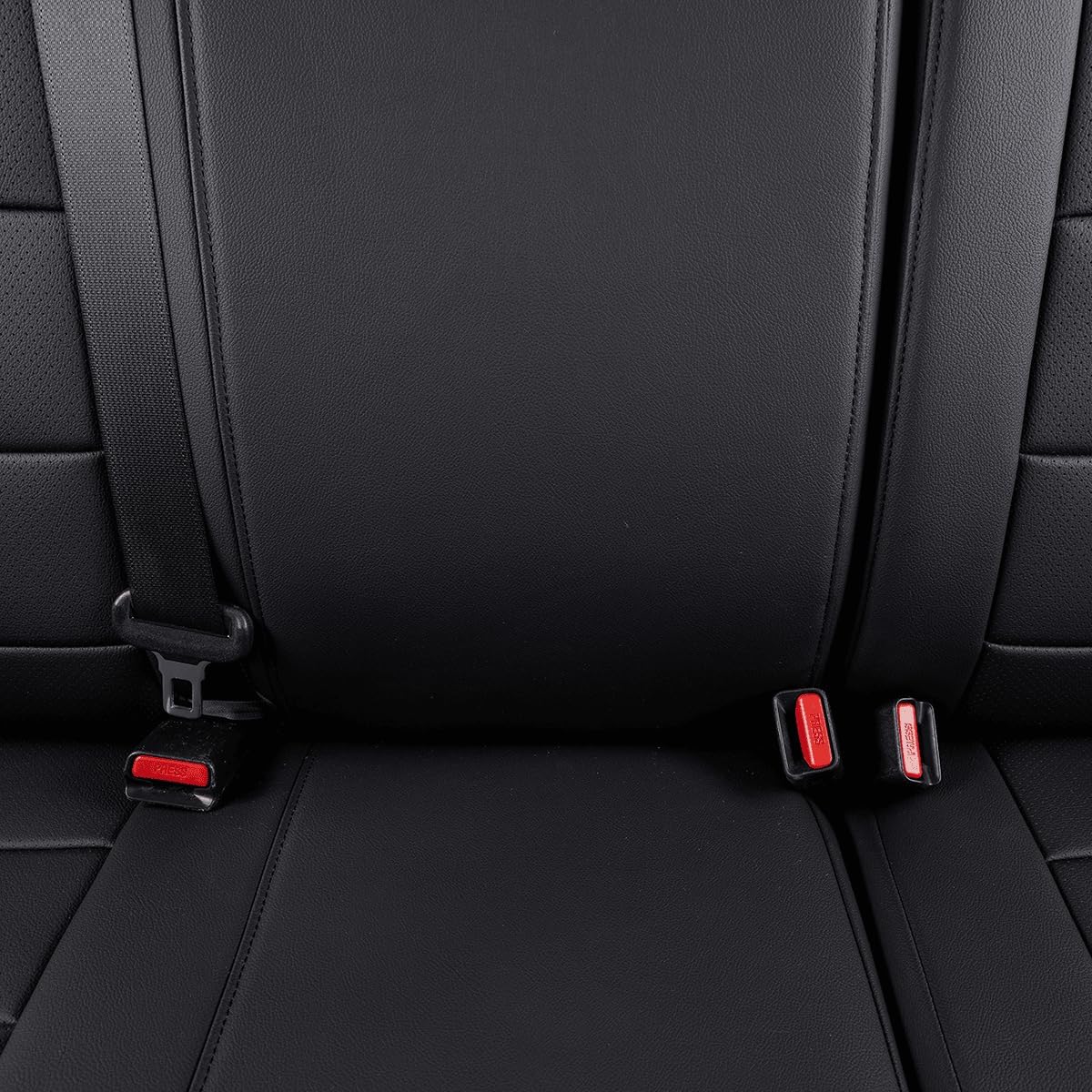 EKR Custom Fit Tacoma Car Seat Covers for Select Toyota Tacoma 2016 2017 2018 2019 2020 2021 2022 2023 Access Cab -Full Set,Leather(Black)