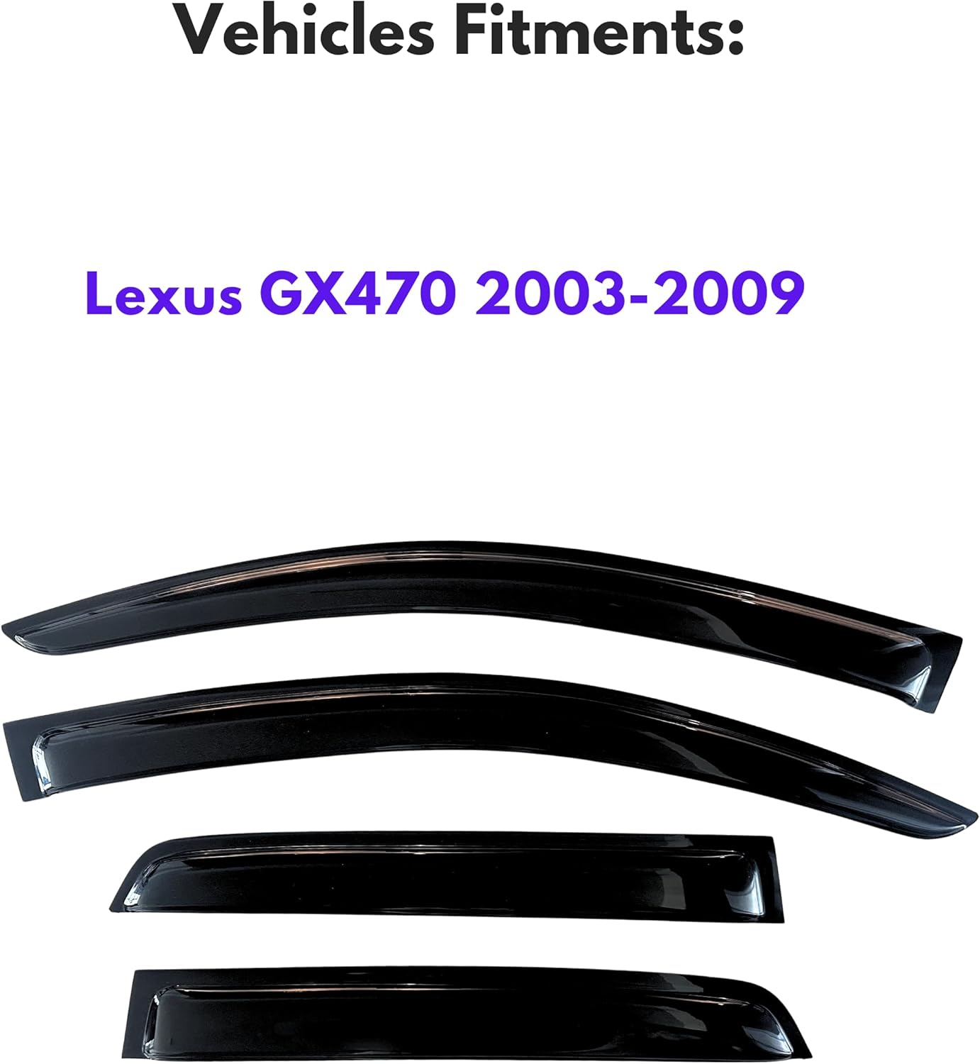 KPY Window Visors Compatible with Lexus GX470 2003-2009, 4PC Rain Guard Side Vent Deflectors Tape-On Style, 2003 2004 2005 2006 2007 2008 2009