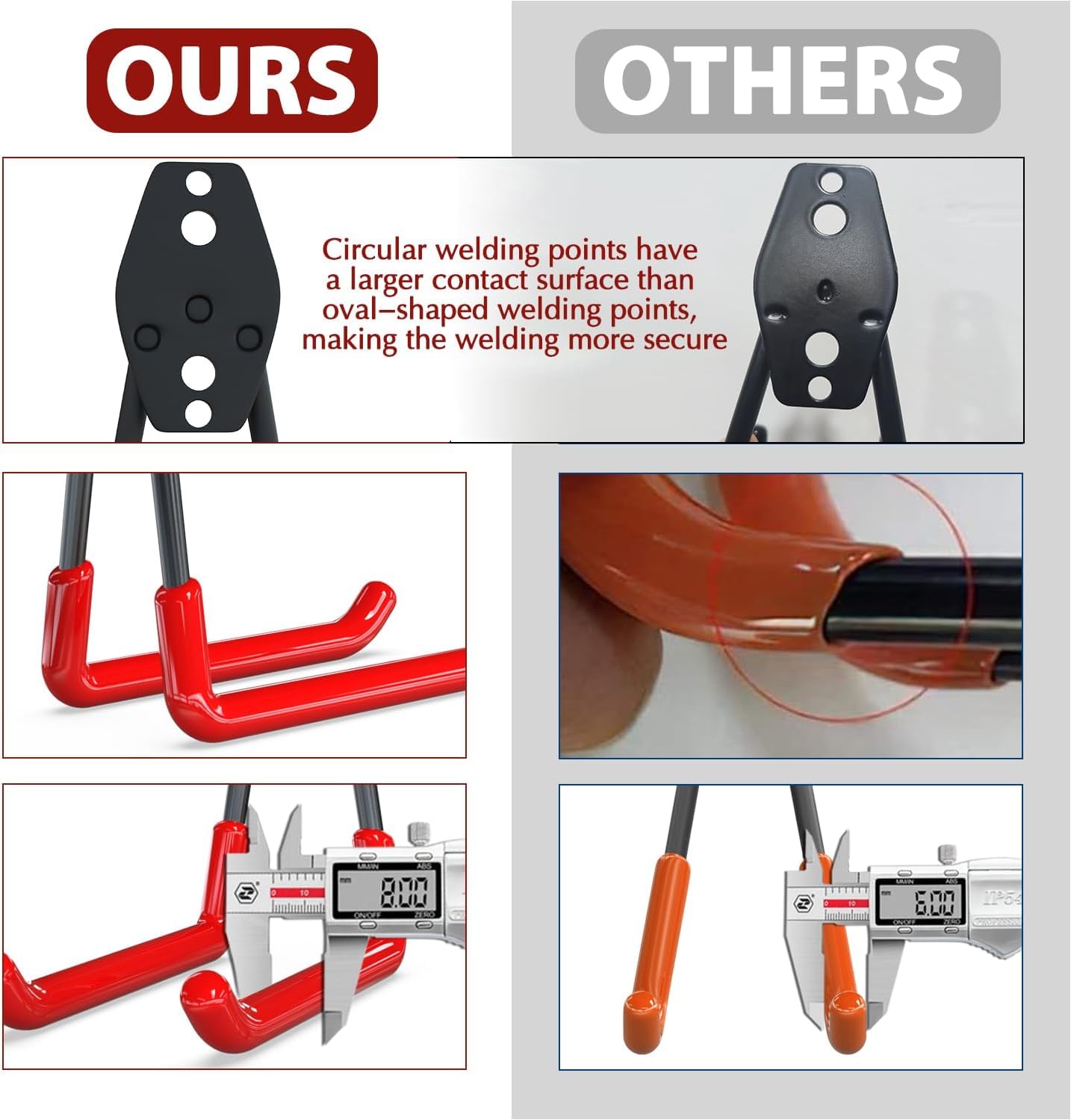 3-H Garage Wall Hooks 62 Pack, Heavy Duty Garage Hooks with Extra Welding Spots, Wall Mount Storage Organizer for Hanging Garden Lawn Tools, Ladder, Bike, WeedEater, Chair, Shovel, Blower (Red)