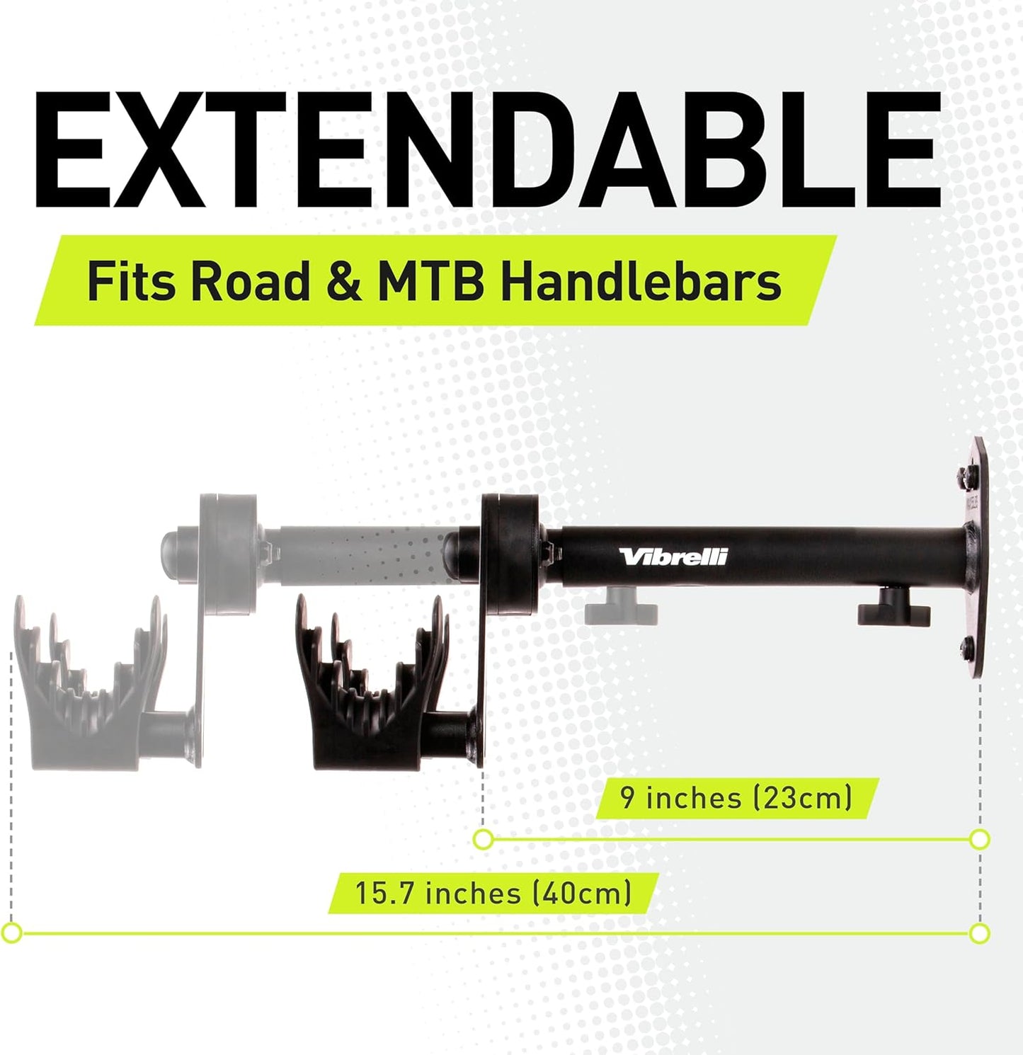 Vibrelli Bike Wall Mount - Horizontal Storage Rack for Hanging Bicycles in Garage - Adjustable Bike Hanger, Holder - Wall Bike Rack Hooks for Bicycle