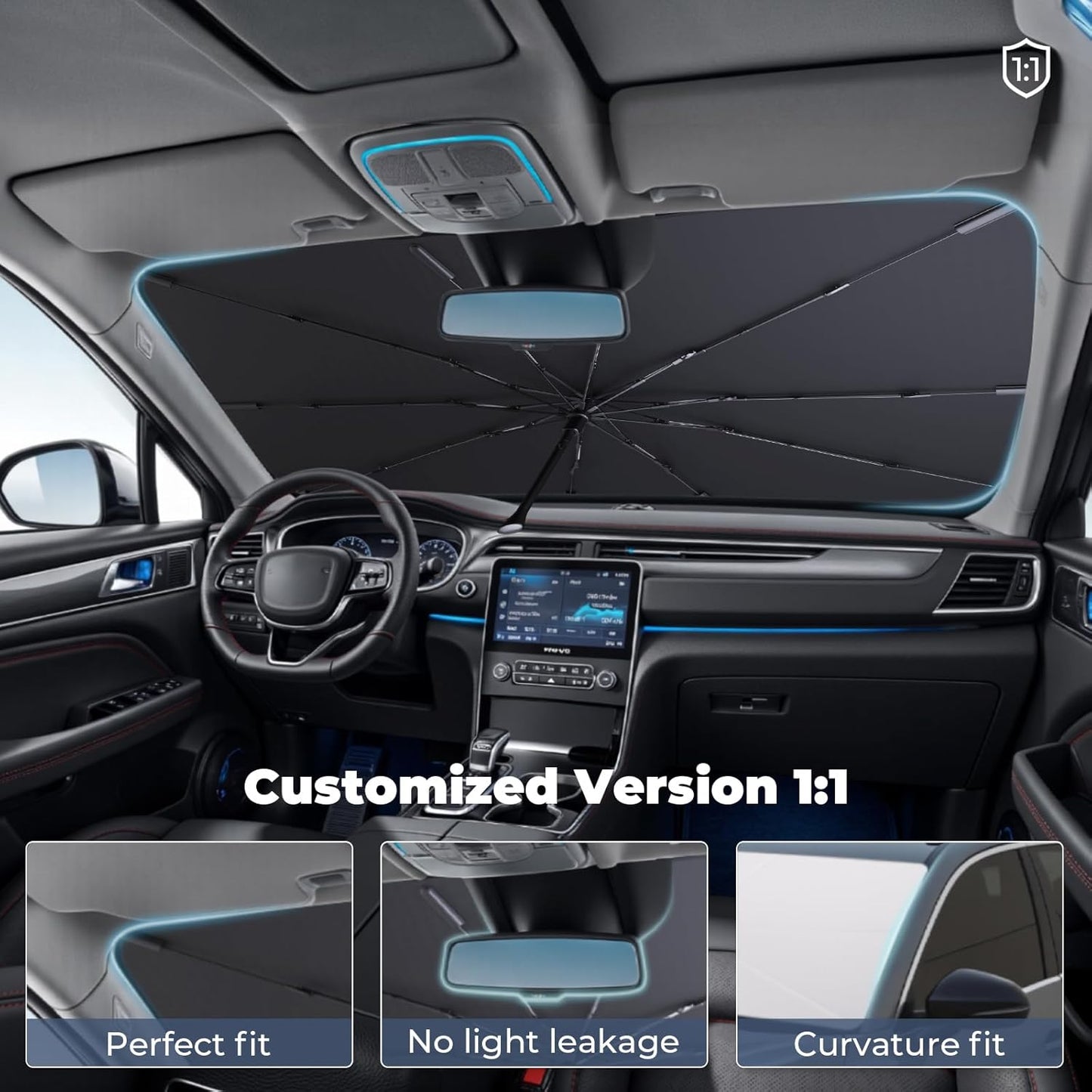 Windshield Sun Shade Umbrella for 2016-2022 BMW X1 Accessories: Custom Fit 210T Silver, Foldable Sunshade Front Window Sun Visor, Blocks UV Rays, Keeps Car Cool for sDrive28i, xDrive28i, xDrive25e