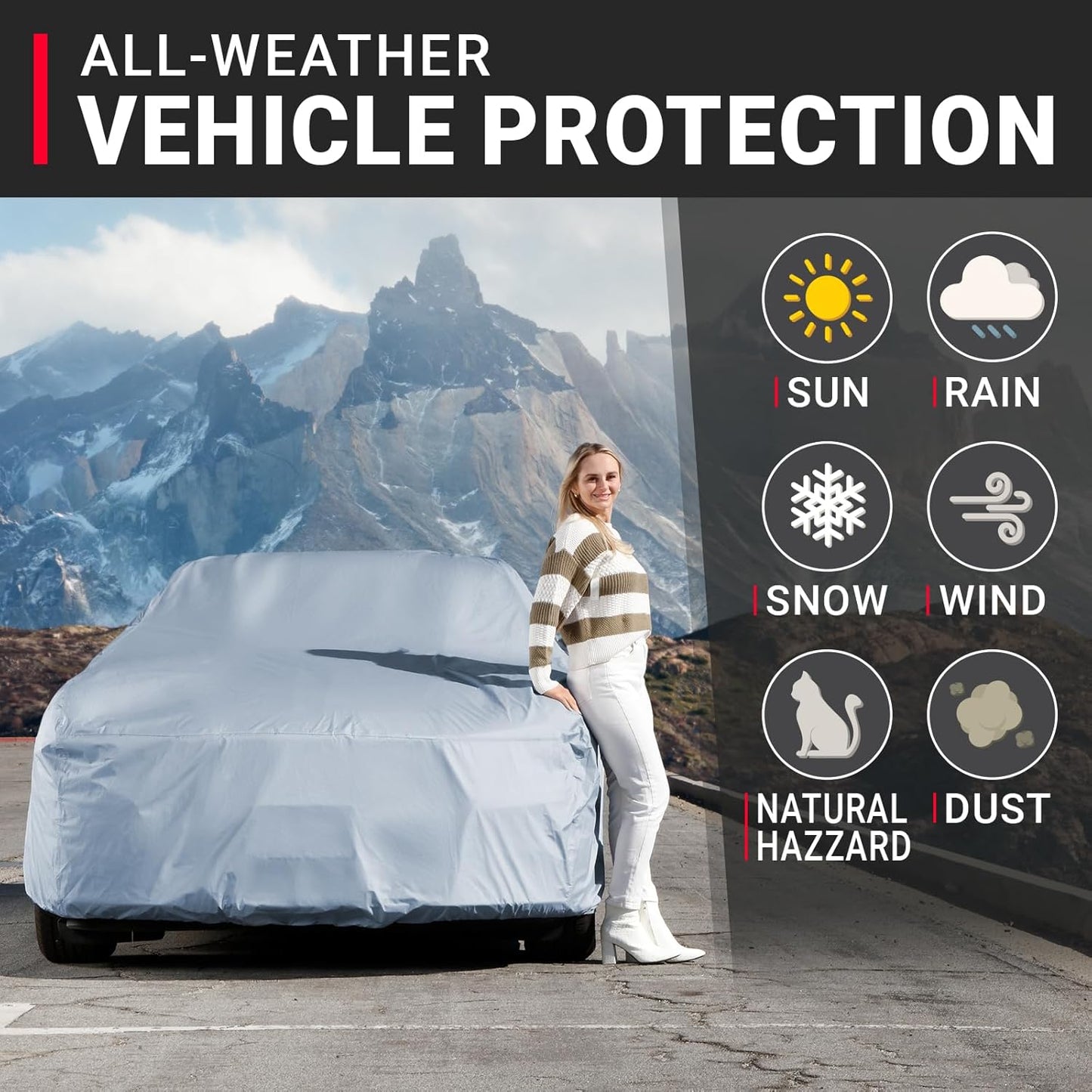 iCarCover Premium Car Cover for 1958-1971 Chevy Bel Air Heavy Duty Waterproof All-Weather Automobiles Custom Fit Indoor Outdoor UV Snow Protection Covers with Straps and Bag
