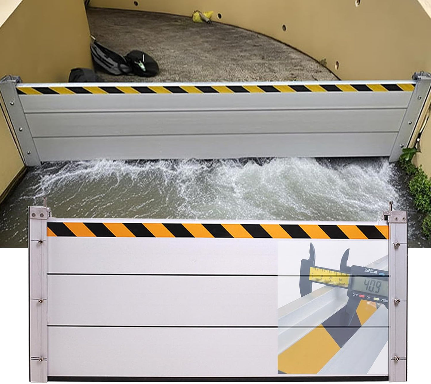 Reusable Heavy Duty Aluminum Flood Barriers for Home Exterior, Flood Protection Barriers Water Barrier Door Quick Detachable Garage Doors Detachable Mobile Rain Water Baffle (H 7.9 inch L 3FT)