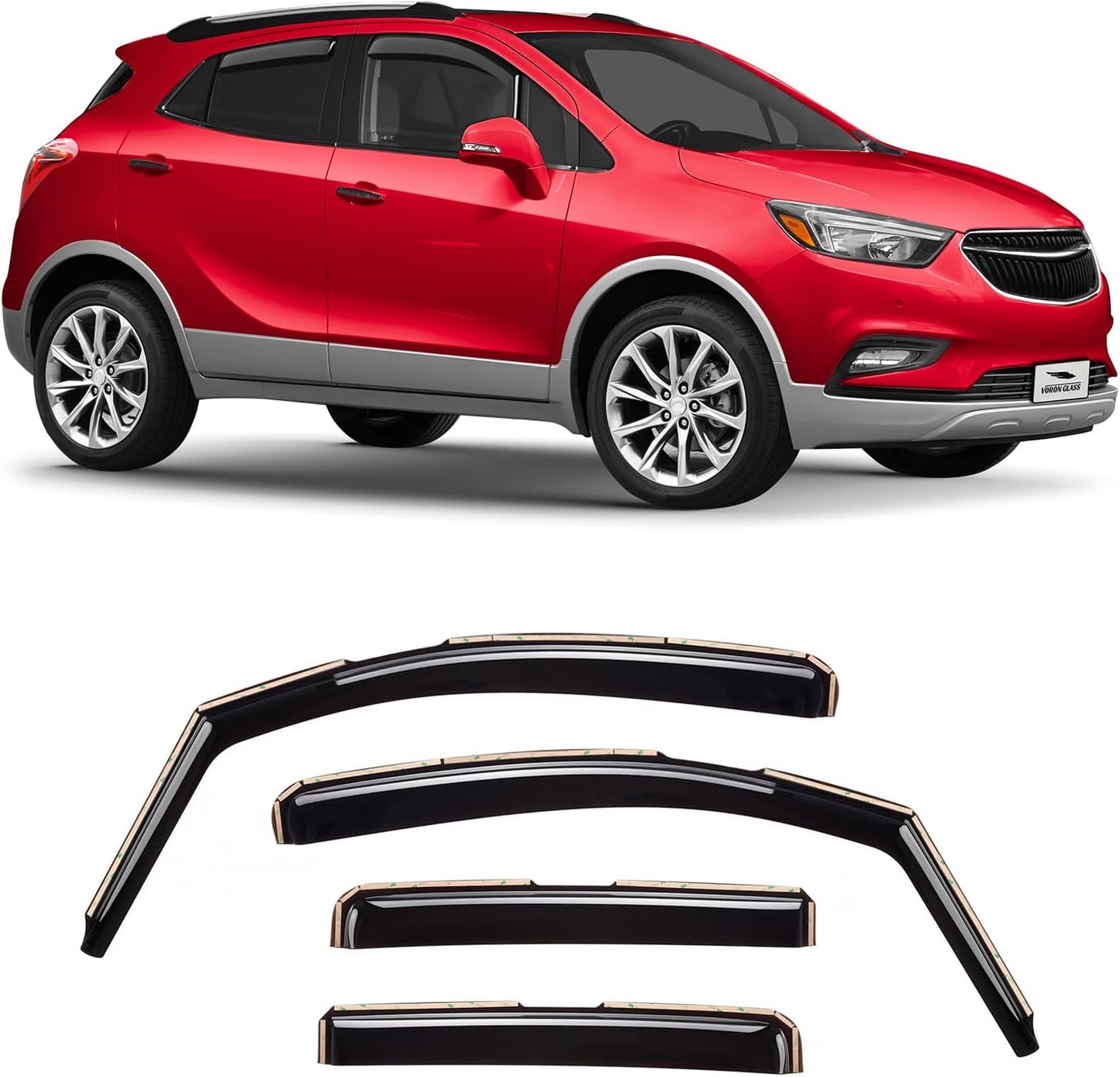 Voron Glass in-Channel Extra Durable Rain Guards for Buick Encore 2013-2022, Window Deflectors, Vent Window Visors, 4 Pieces - 200279