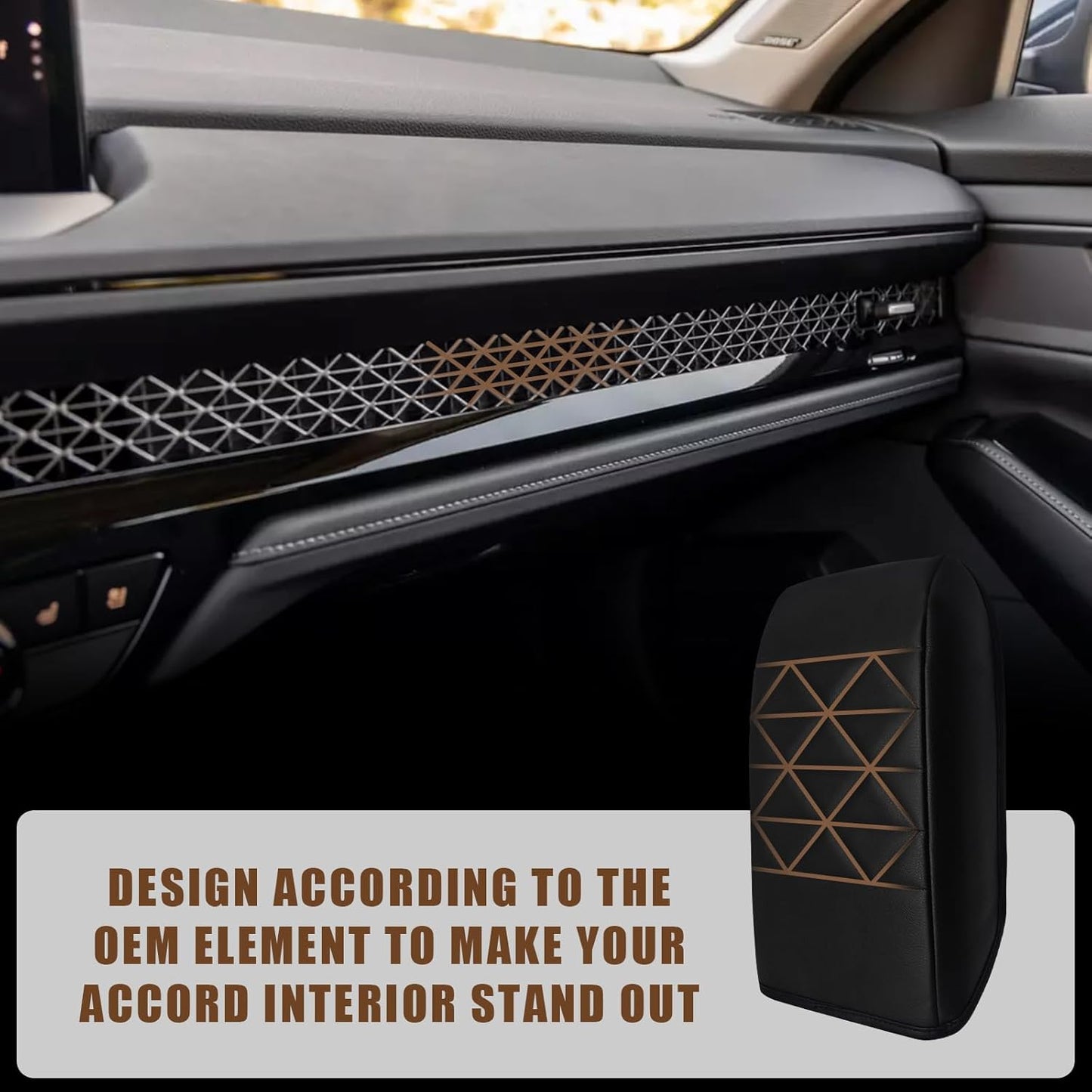 Muslogy for Accord 2025 2024 2023 Center Console Cover Armrest Pad Vegan Leather Extra Soft Armrest Lid Protector Compatible with Honda Accord LX EX Sport Hybrid EX-L Sport-L Touring (V2 Black)