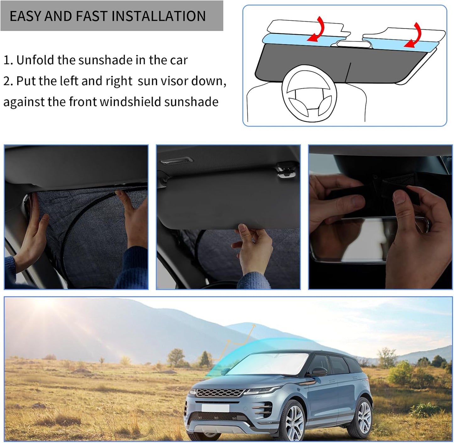 INSAUTO for Outback 2024 Window Sunshade Windshield Sun Shade for 2020-2023 Subaru Outback Windshield Cover Custom Fit Sun Visor Reflective Protector Foldable Front Window Shield Car Accessories