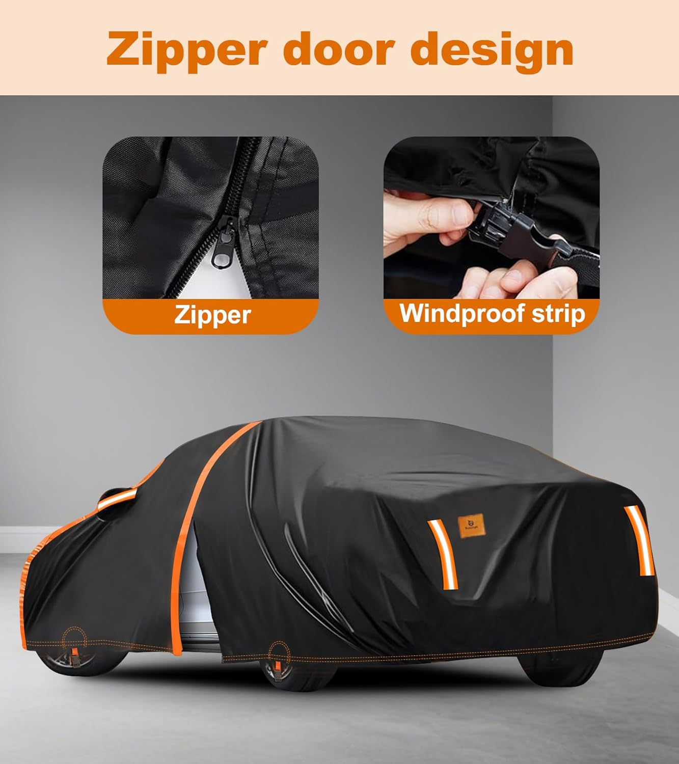 Car Cover Waterproof All Weather for Automobiles Winter Snowproof Rain UV Protection Heavy Duty Outdoor Sedan Car Cover & Car Snow Cover Universal Fit for Sedan Length Up to 185’’