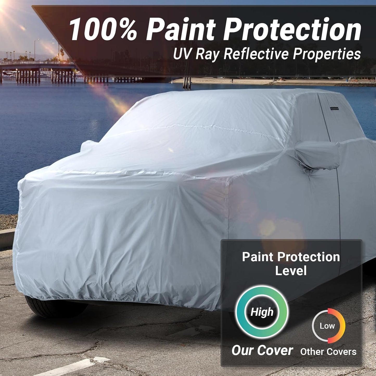 iCarCover Fits 2019-2024 Ranger SuperCrew Cab, 5.0 ft Short Bed Ford Truck Cover Automobiles Form-Fit Padded Full Exterior Waterproof Automobiles Protection Covers