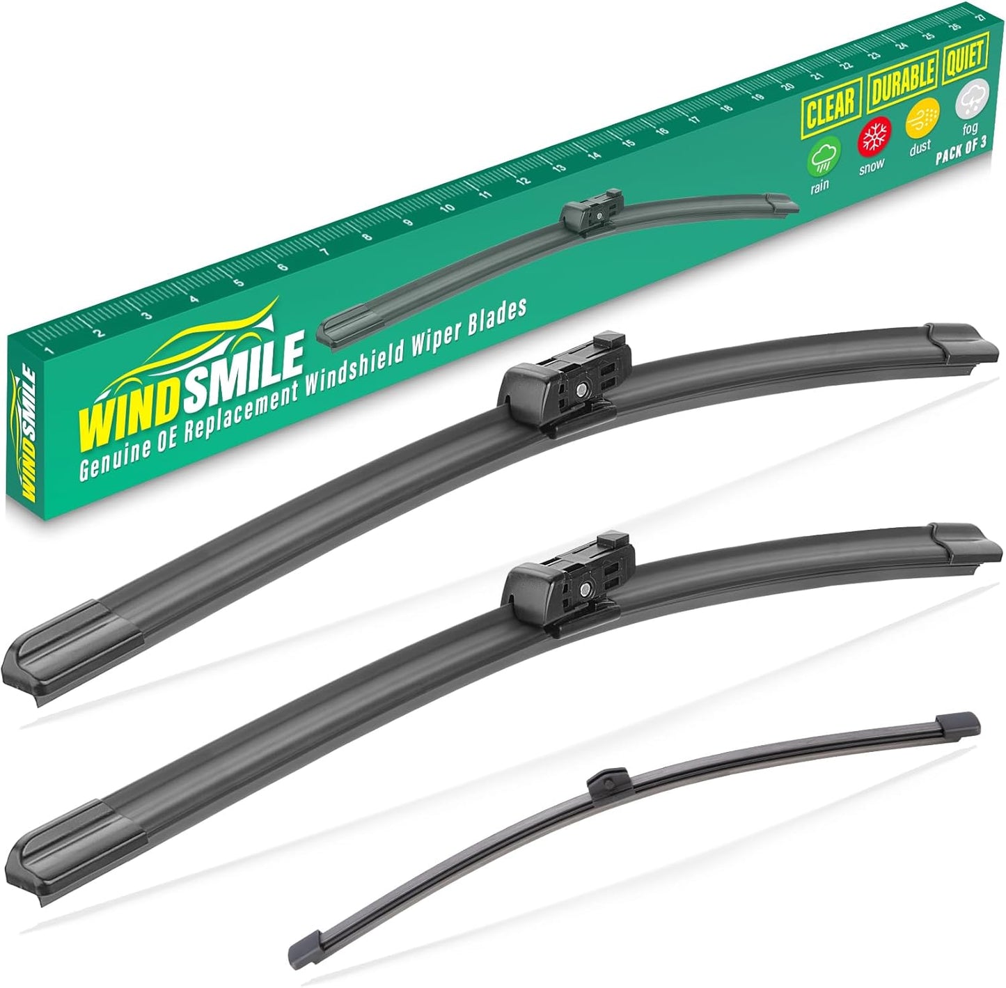 27" 20" 15" Windshield Wiper Blades Replacement for Audi Q7 SQ7 2016 2017 2018 2019 2020 2021 2022 2023 2024 Q 7 Premium All Weather Front Rear Wipers Set - OEM Quality (Pack of 3)