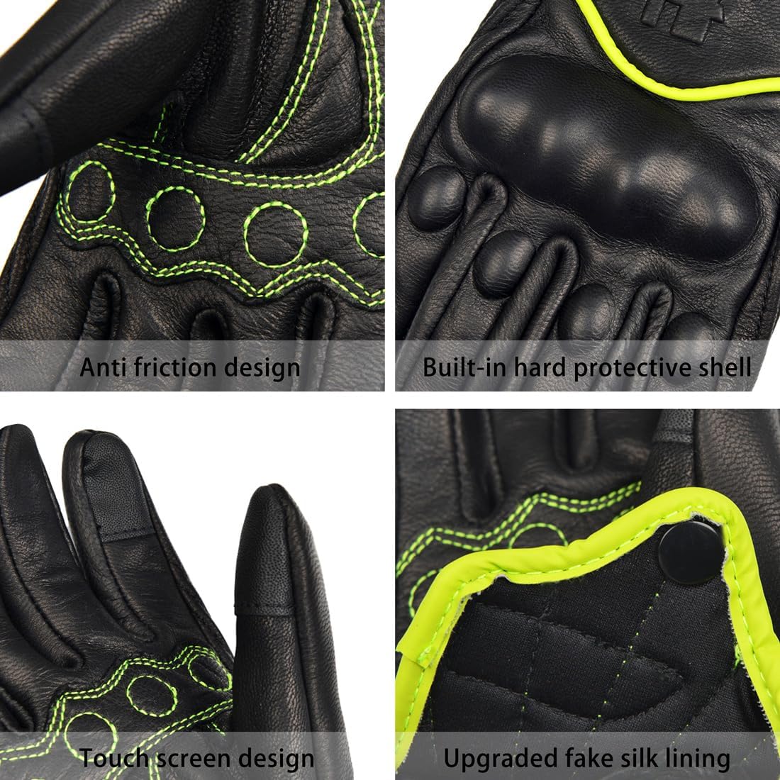 Harssidanzar Women's Motorcycle Gloves,Leather Motorcycle Gloves, Motorbike Gloves, Road Racing, Cycling, Climbing, Powersports Gloves Touchscreen GL016