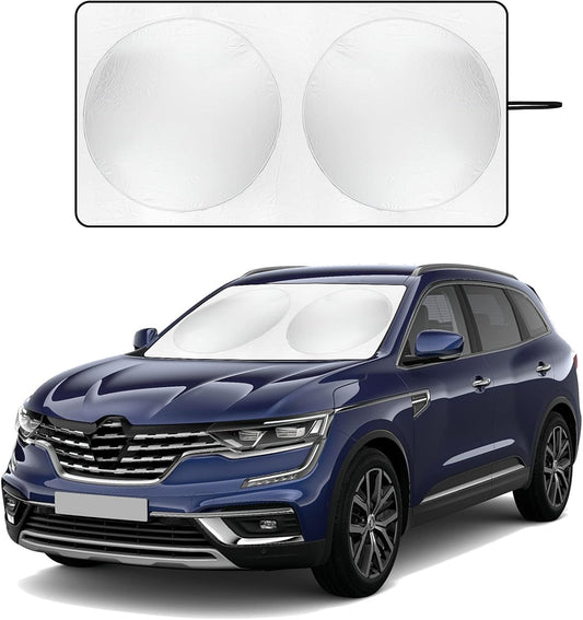 Windshield Sun Shade with Storage Pouch for SUVs, Durable 190T Polyester Sun Shield for Front Window, Portable Carry Car Accessories, Standard (63 inches x 34 inches)