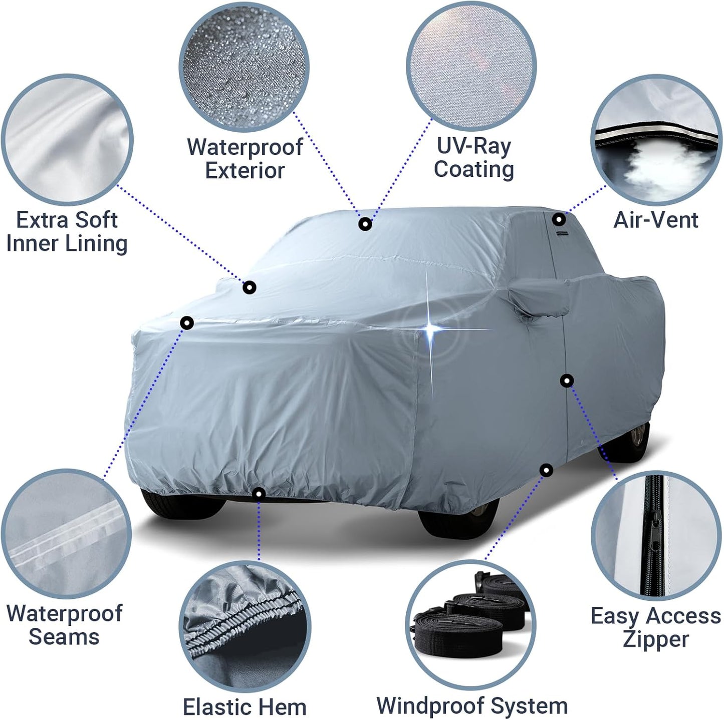 iCarCover Fits 2004-2008 F-150 SuperCrew Cab, 6.5 ft Regular Bed Ford Truck Cover Automobiles Form-Fit Padded Full Exterior Waterproof Automobiles Protection Covers